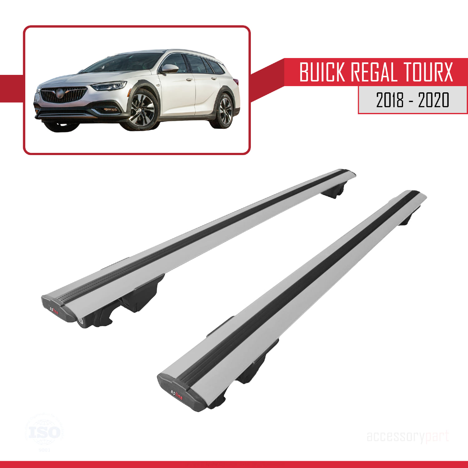 Buick Regal TourX 2018-2020 Arası ile Uyumlu HOOK Model Ara Atkı Tavan Barı Gri 2 Adet - Görsel 4
