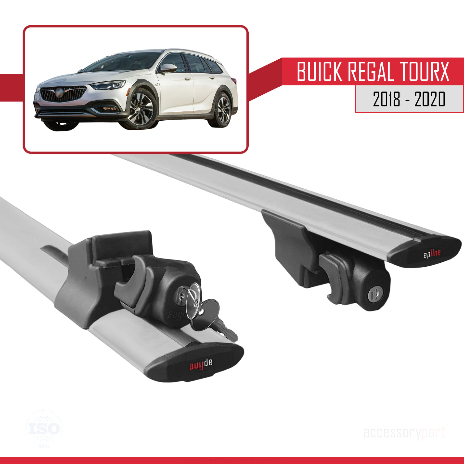 Buick Regal TourX 2018-2020 Arası ile Uyumlu HOOK Model Ara Atkı Tavan Barı Gri 2 Adet - Görsel 5
