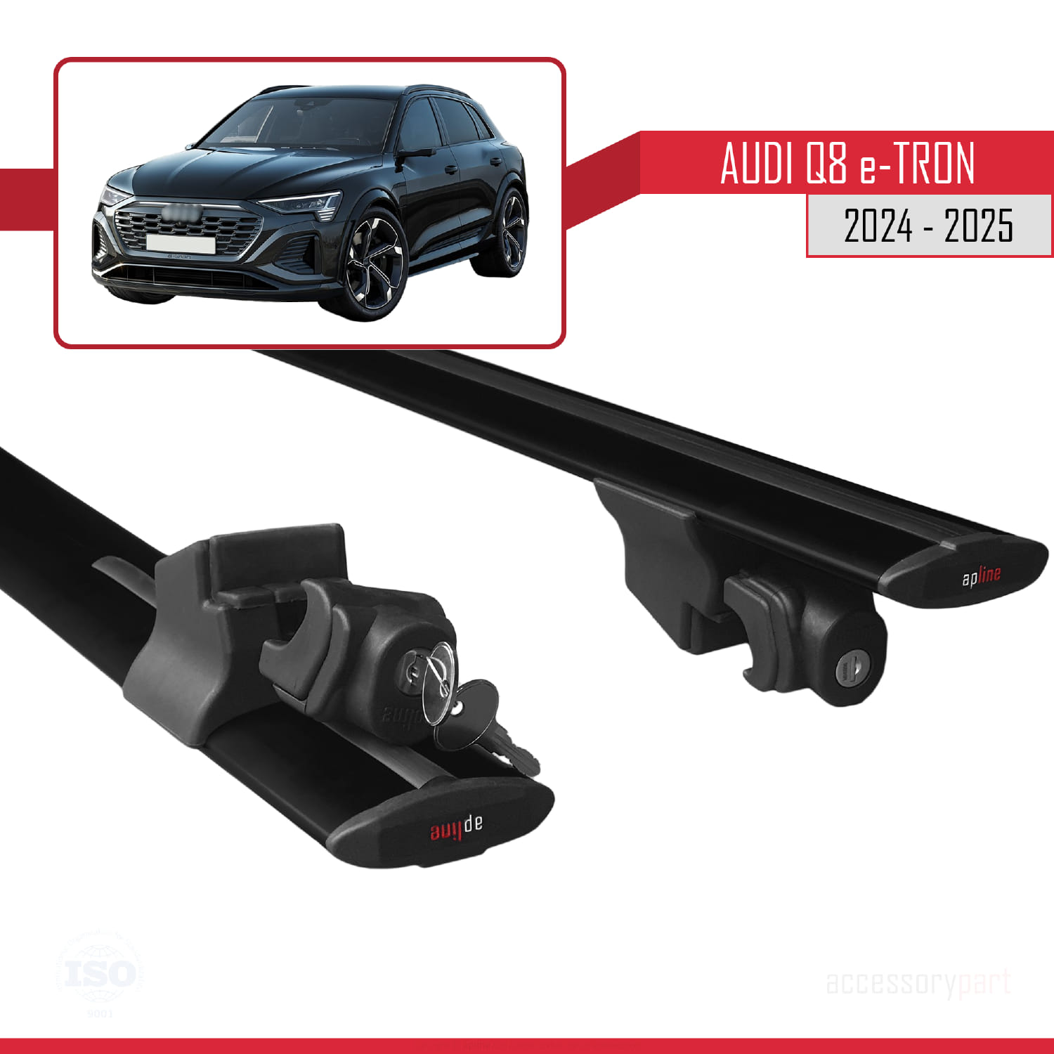 Audi Q8 e-Tron 2023 ve Sonrası ile Uyumlu HOOK Model Ara Atkı Tavan Barı Siyah 2 Adet - Görsel 5
