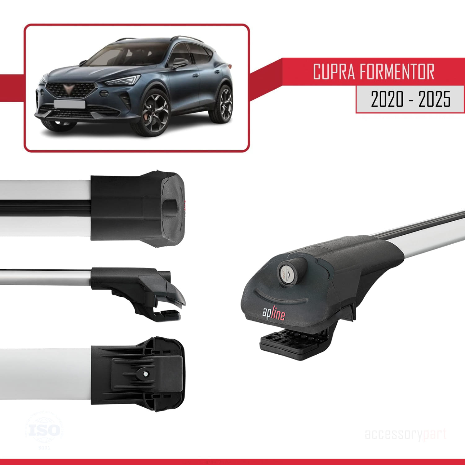 Cupra Formentor 2020 ve Sonrası ile Uyumlu ACE-1 Ara Atkı Tavan Barı Gri 3 Adet - Görsel 3