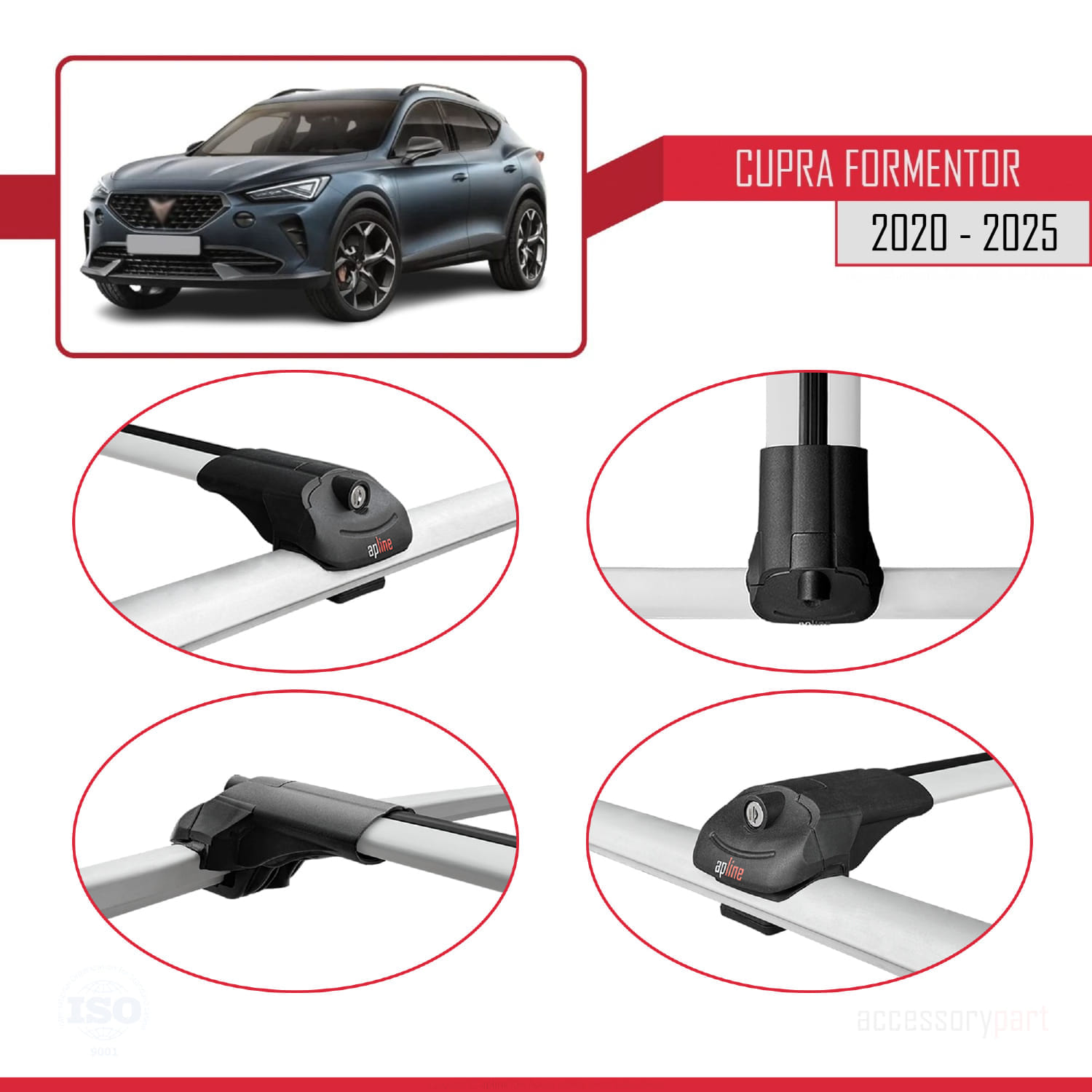 Cupra Formentor 2020 ve Sonrası ile Uyumlu ACE-1 Ara Atkı Tavan Barı Gri 3 Adet - Görsel 4