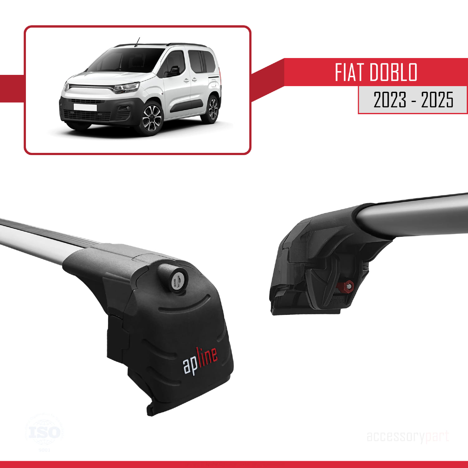 Fiat Doblo 3 2023 ve Sonrası ile Uyumlu ACE-2 Ara Atkı Tavan Barı Gri 2 Adet - Görsel 4