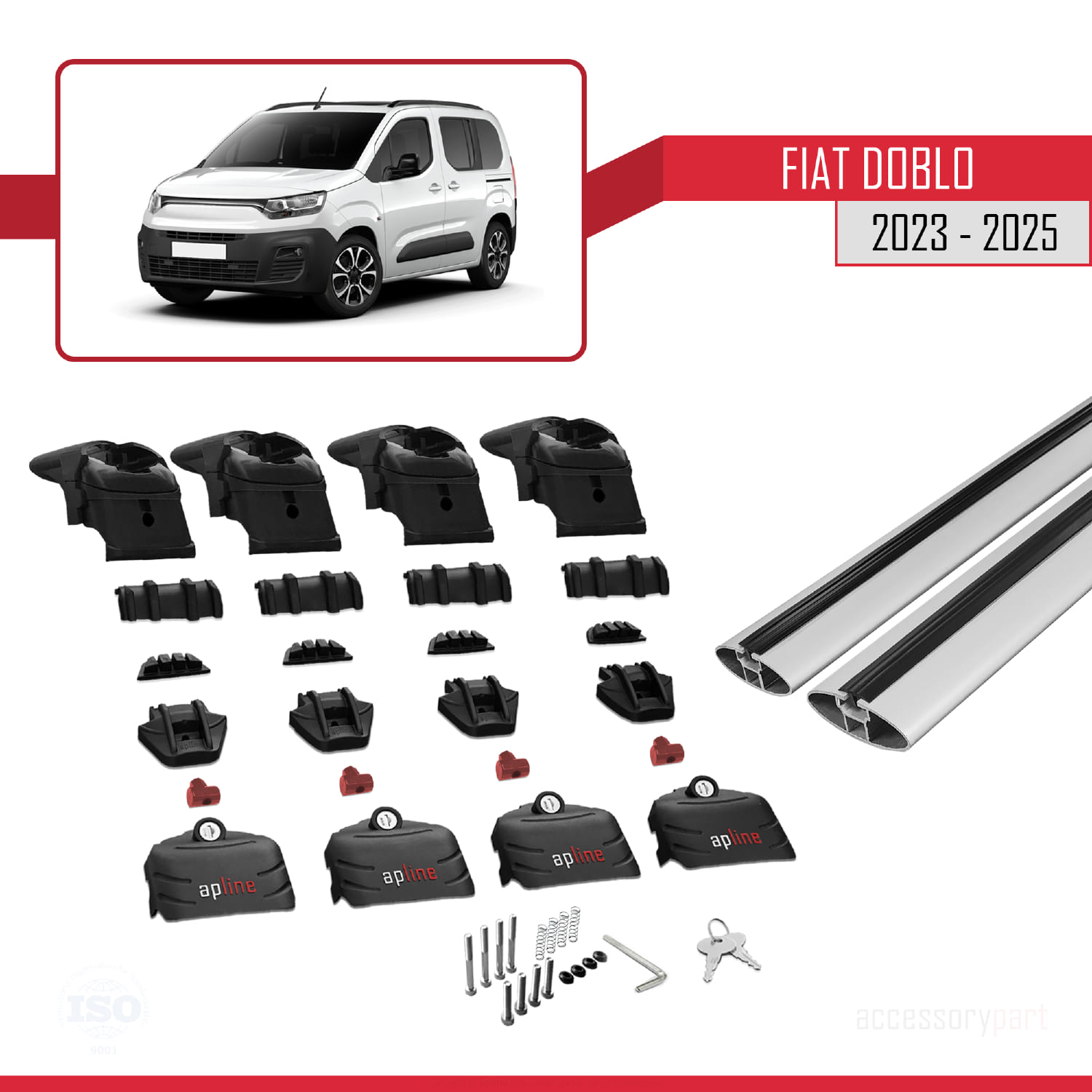 Fiat Doblo 3 2023 ve Sonrası ile Uyumlu ACE-2 Ara Atkı Tavan Barı Gri 2 Adet - Görsel 6