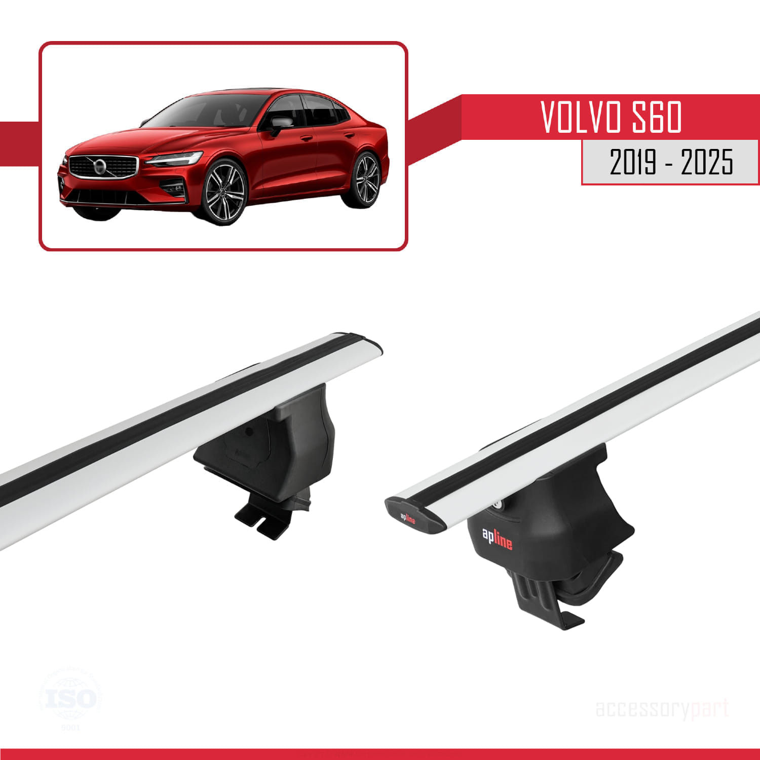 Volvo S60 III 2019 ve Sonrası ile Uyumlu ACE-4 Ara Atkı Tavan Barı Gri 2 Adet - Görsel 4