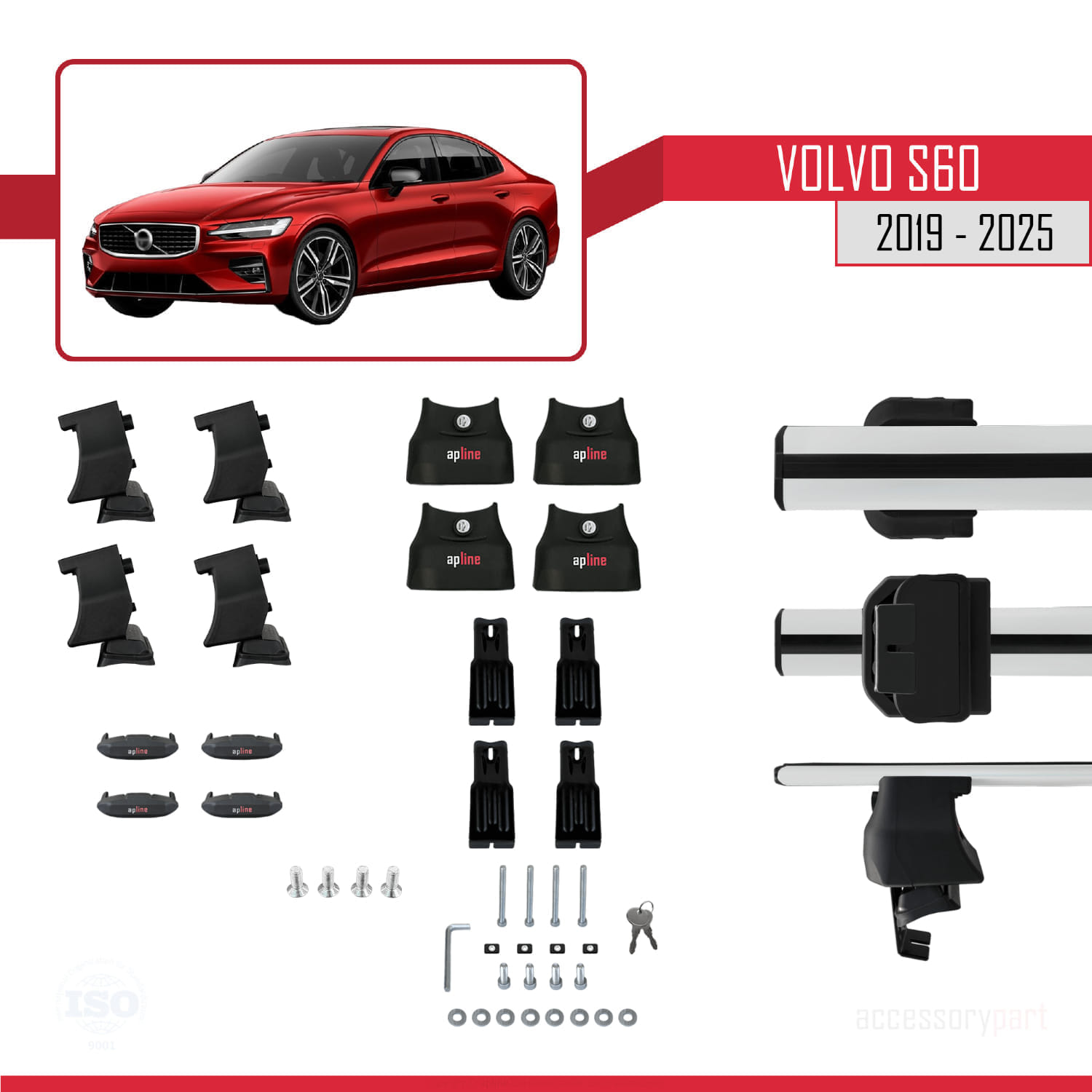 Volvo S60 III 2019 ve Sonrası ile Uyumlu ACE-4 Ara Atkı Tavan Barı Gri 2 Adet - Görsel 5