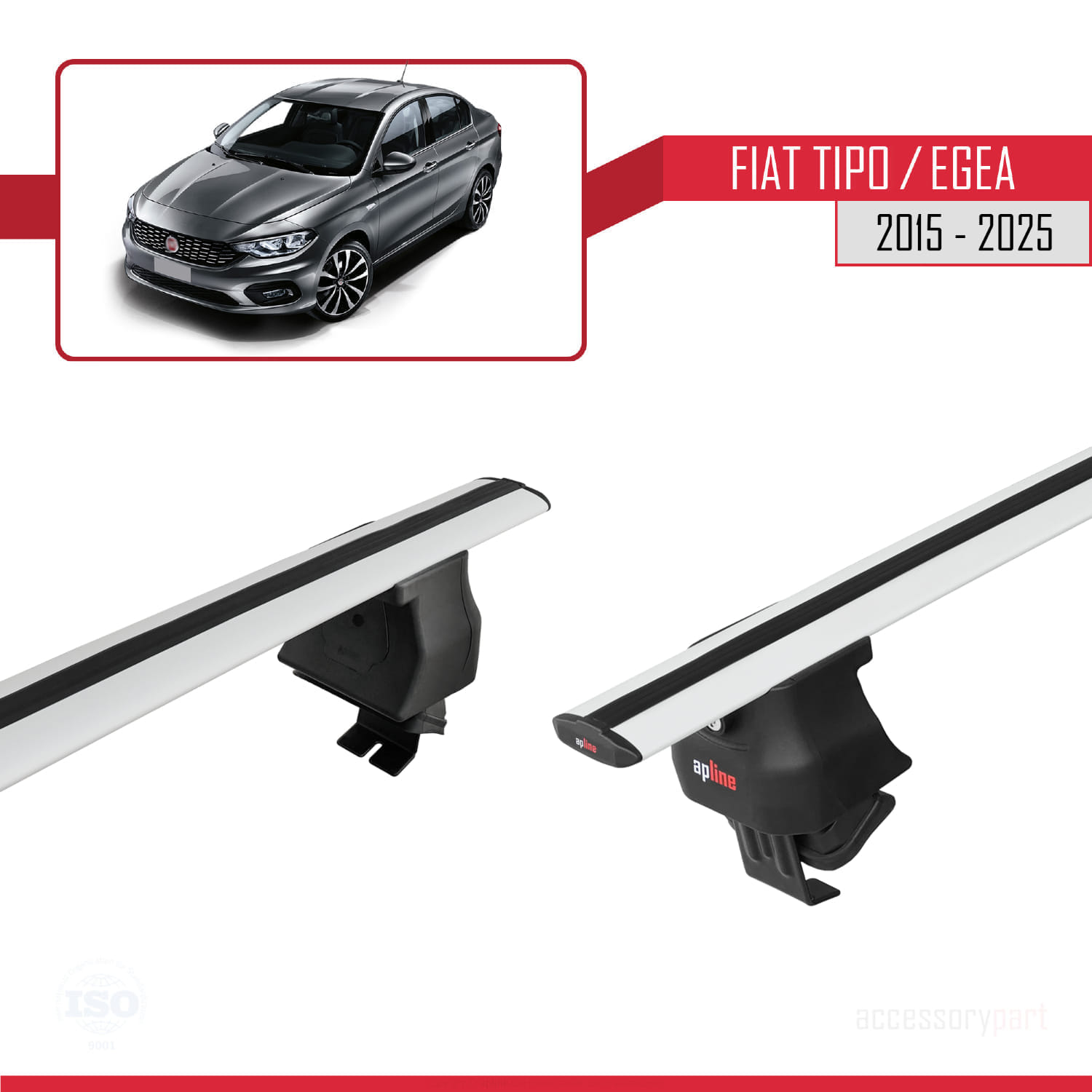 Fiat Egea Sedan 2015 ve Sonrası ile Uyumlu ACE-4 Ara Atkı Tavan Barı Gri 2 Adet - Görsel 5