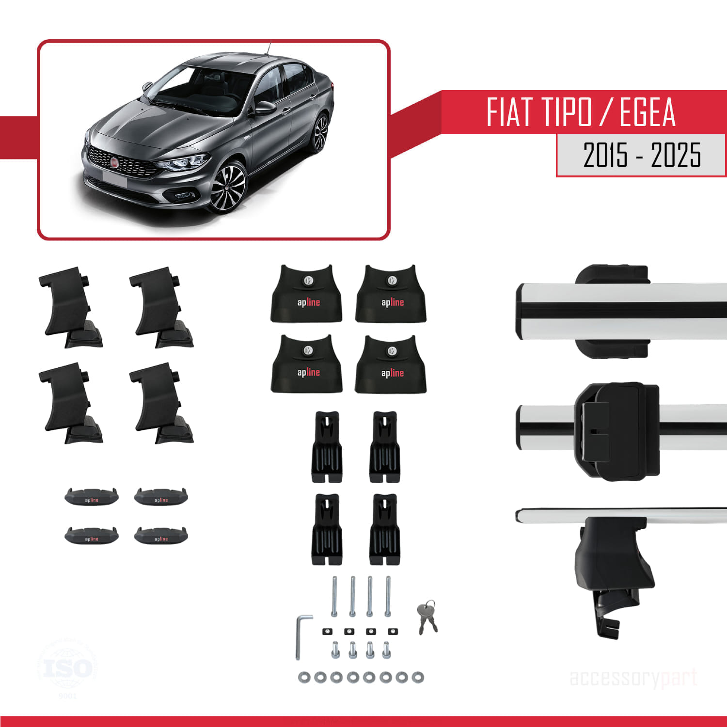 Fiat Egea Sedan 2015 ve Sonrası ile Uyumlu ACE-4 Ara Atkı Tavan Barı Gri 2 Adet - Görsel 6