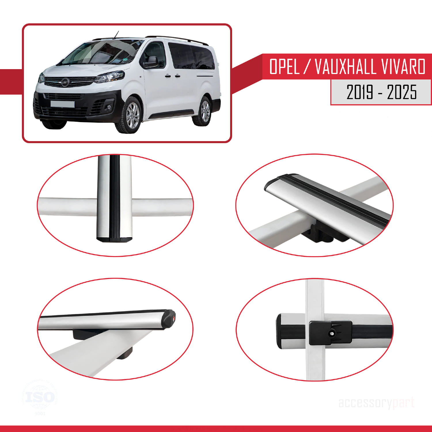 Opel Vivaro C 2019 ve Sonrası ile Uyumlu BASIC Model Ara Atkı Tavan Barı Gri 3 Adet - Görsel 4