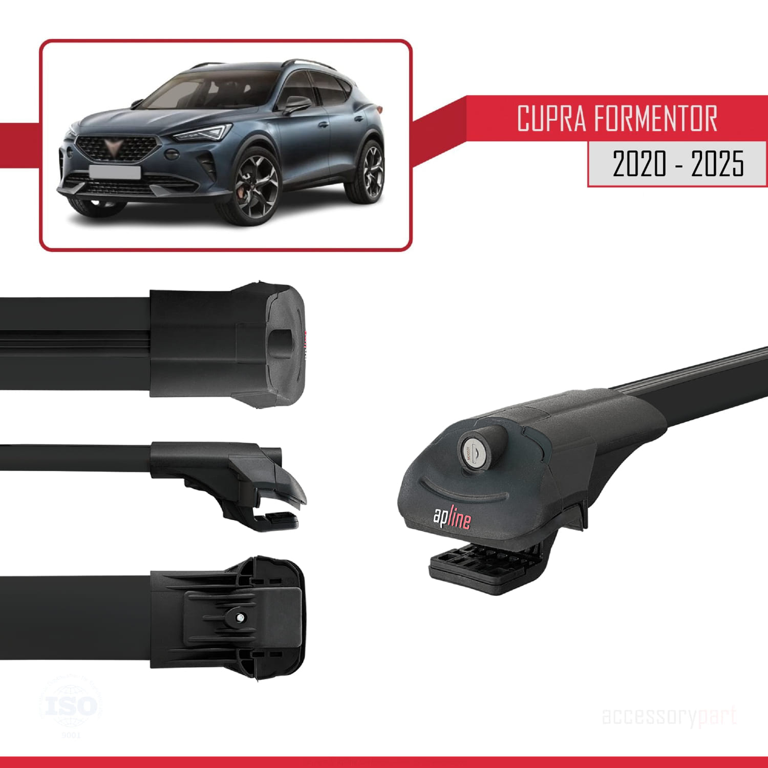 Cupra Formentor 2020 ve Sonrası ile Uyumlu ACE-1 Ara Atkı Tavan Barı Siyah 3 Adet - Görsel 3