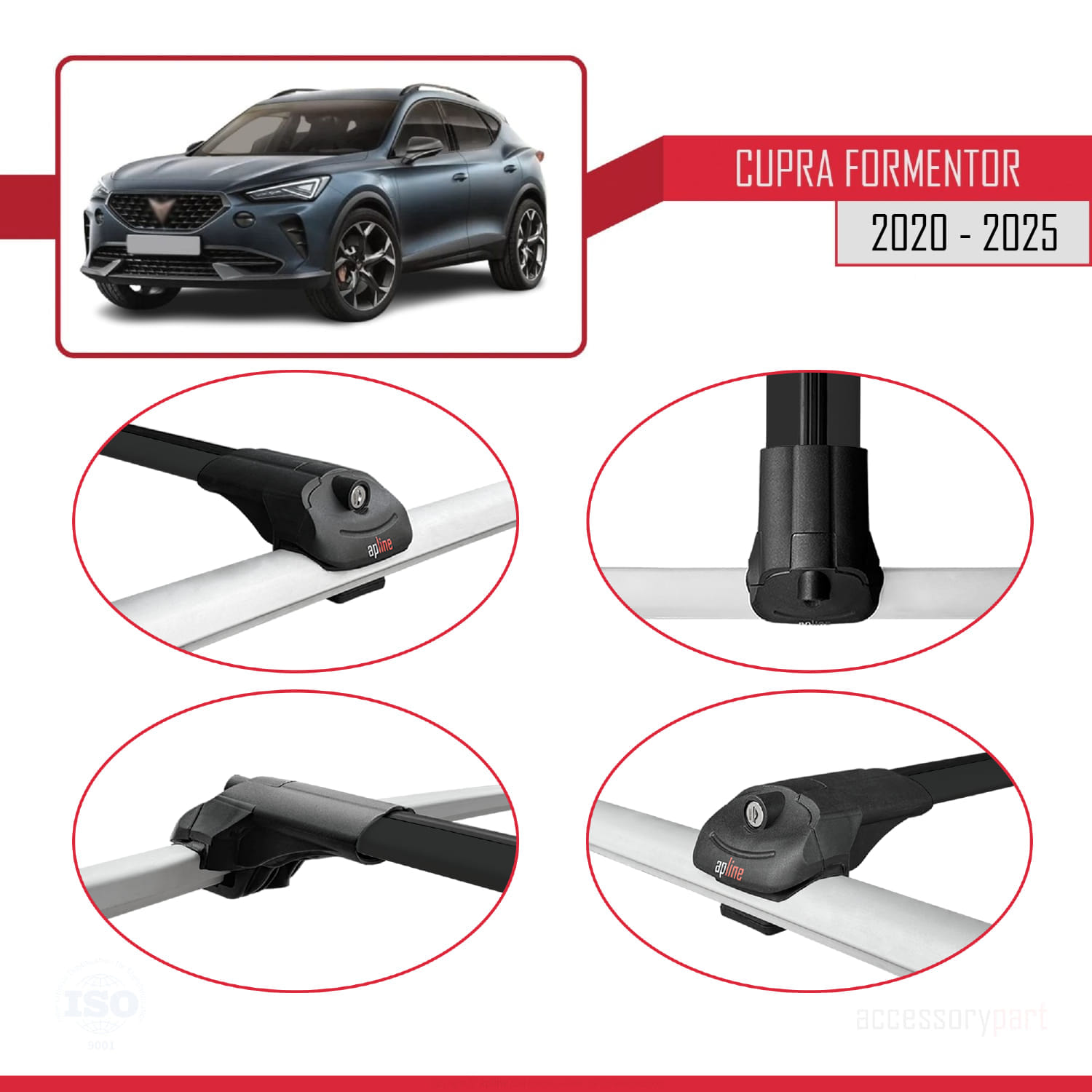 Cupra Formentor 2020 ve Sonrası ile Uyumlu ACE-1 Ara Atkı Tavan Barı Siyah 3 Adet - Görsel 4