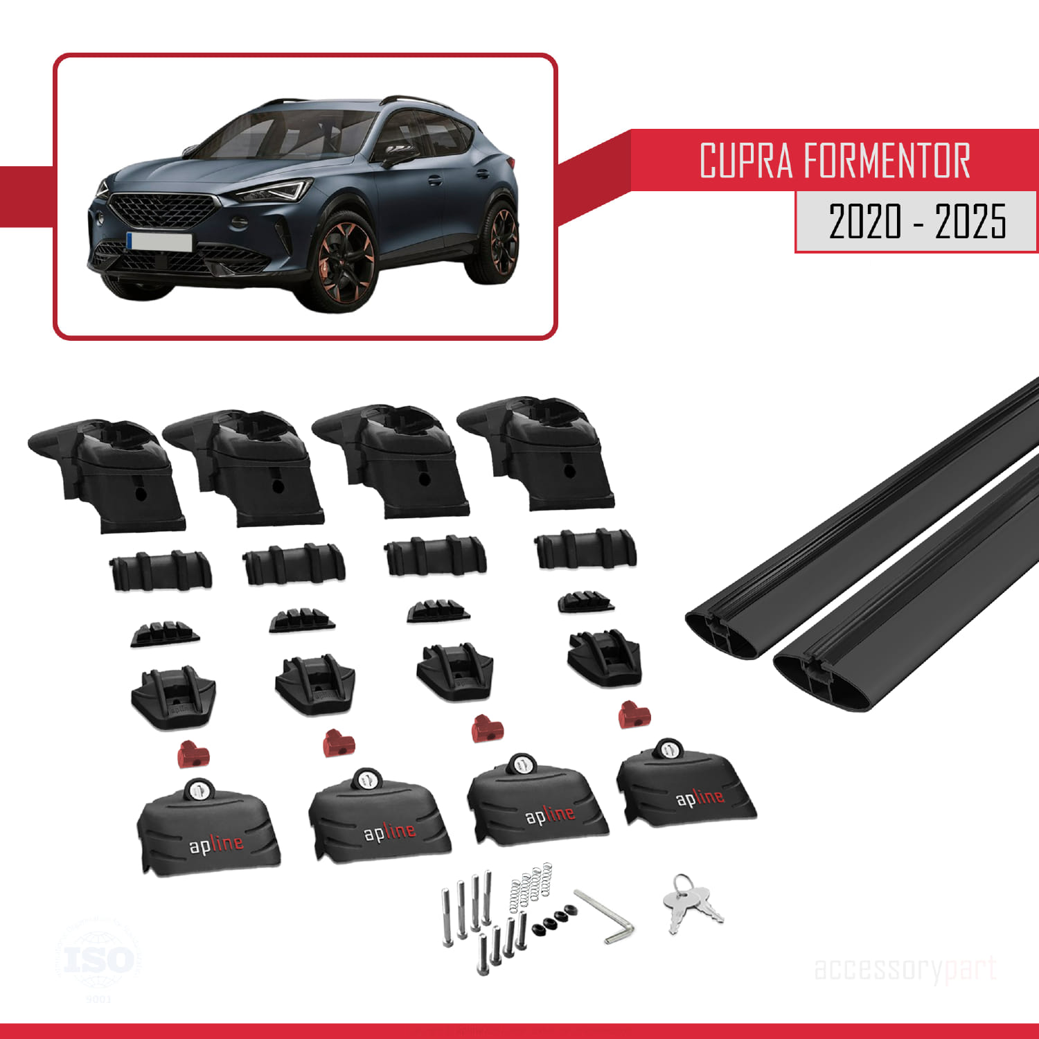 Cupra Formentor 2020 ve Sonrası ile Uyumlu ACE-2 Ara Atkı Tavan Barı Siyah 2 Adet - Görsel 5