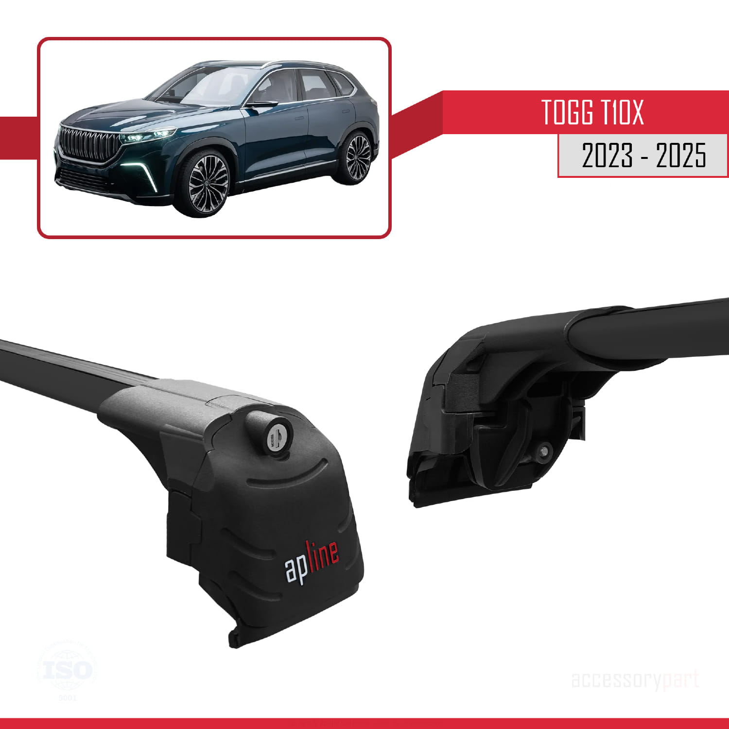 Togg T10X 2023 ve Sonrası ile Uyumlu ACE-2 Ara Atkı Tavan Barı Siyah 2 Adet - Görsel 4