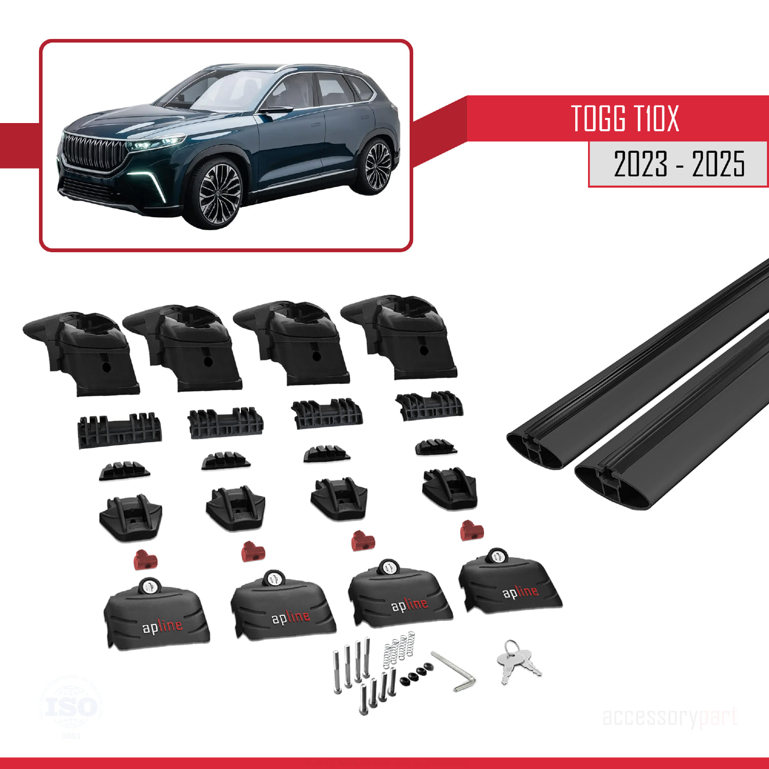 Togg T10X 2023 ve Sonrası ile Uyumlu ACE-2 Ara Atkı Tavan Barı Siyah 2 Adet - Görsel 6