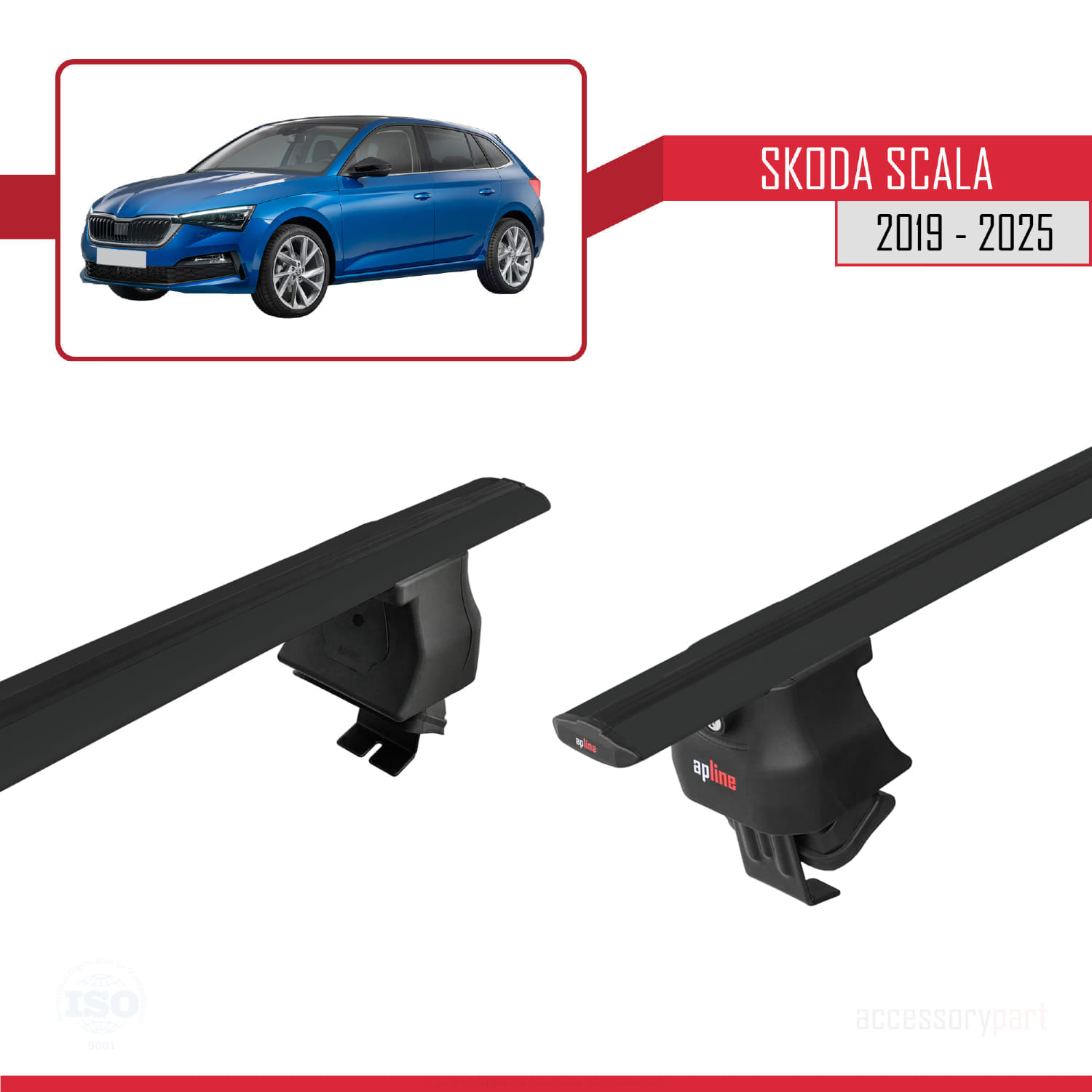 Skoda Scala 2019 ve Sonrası ile Uyumlu ACE-4 Ara Atkı Tavan Barı Siyah 2 Adet - Görsel 4