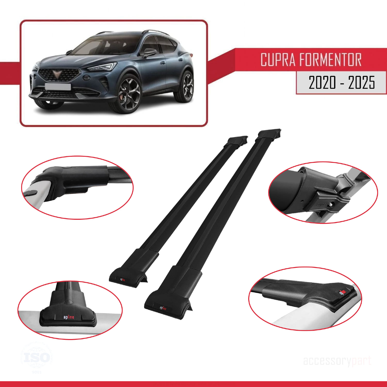 Cupra Formentor 2020 ve Sonrası ile Uyumlu FLY Model Ara Atkı Tavan Barı Siyah 2 Adet - Görsel 4