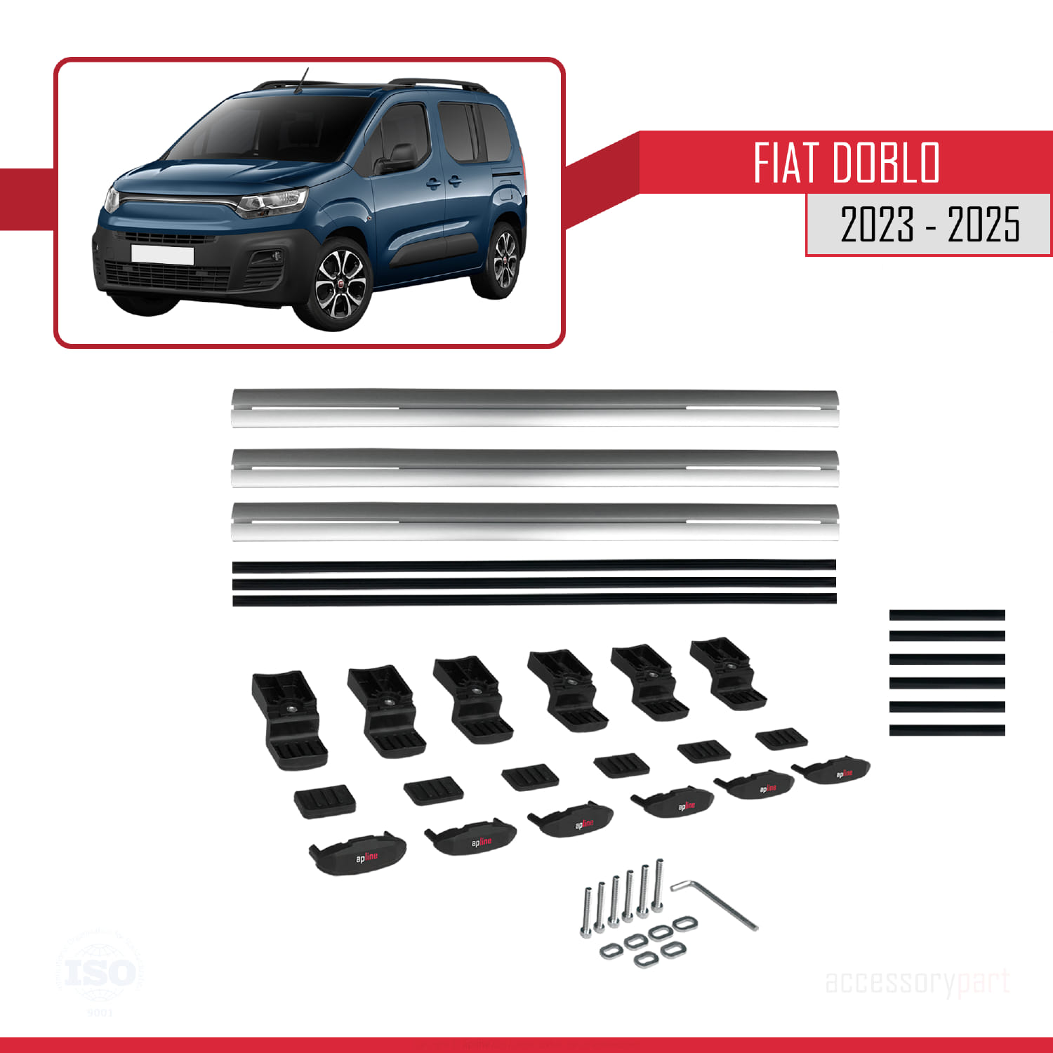 Fiat Doblo 3 2023 ve Sonrası ile Uyumlu BASIC Model Ara Atkı Tavan Barı Gri 3 Adet - Görsel 7