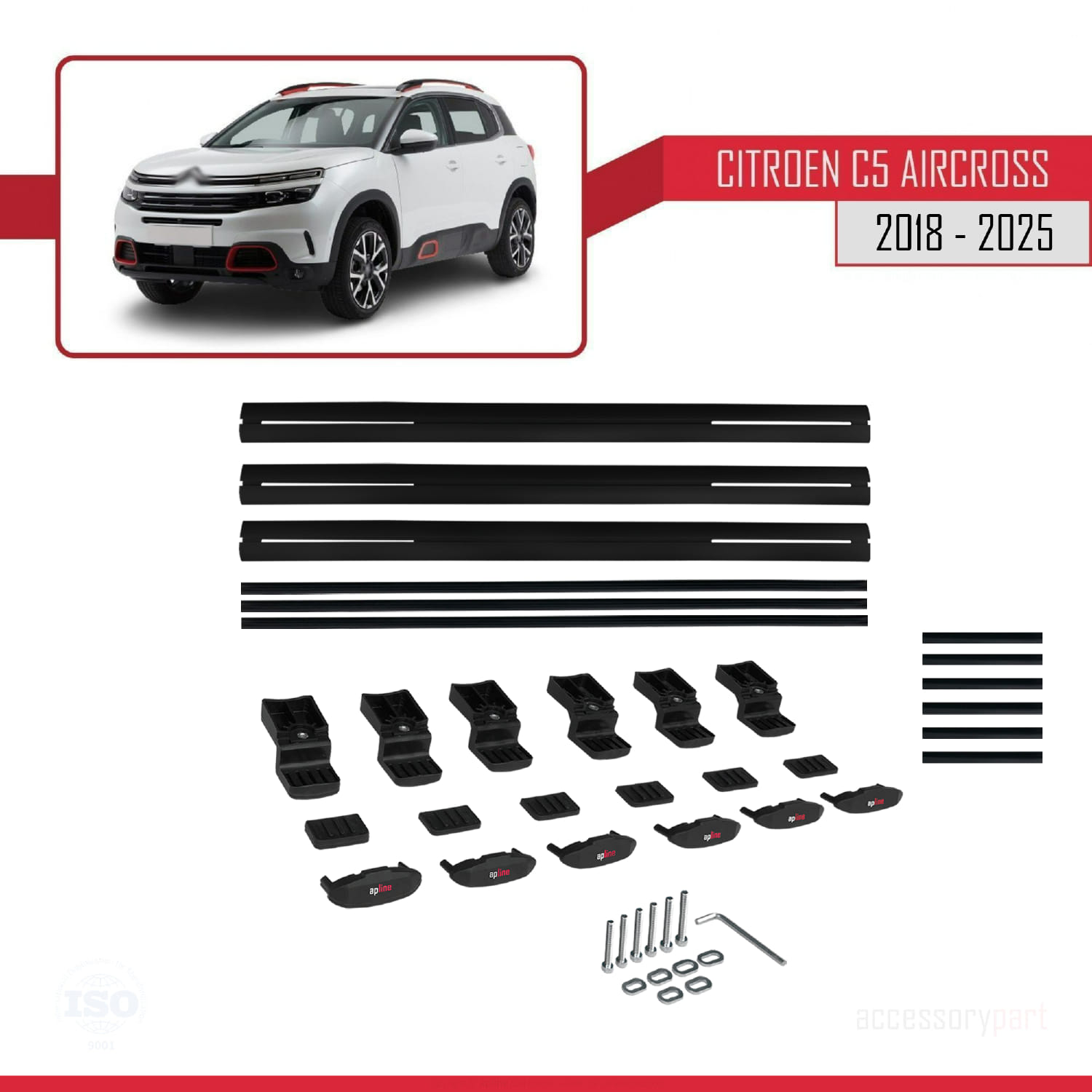 Citroen C5 Aircross 2018 ve Sonrası ile Uyumlu BASIC Model Ara Atkı Tavan Barı Siyah 3 Adet - Görsel 7