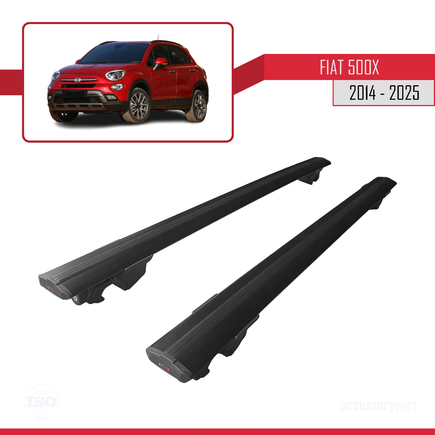 Fiat 500X 2014 ve Sonrası ile Uyumlu HOOK Model Ara Atkı Tavan Barı Siyah 2 Adet - Görsel 4
