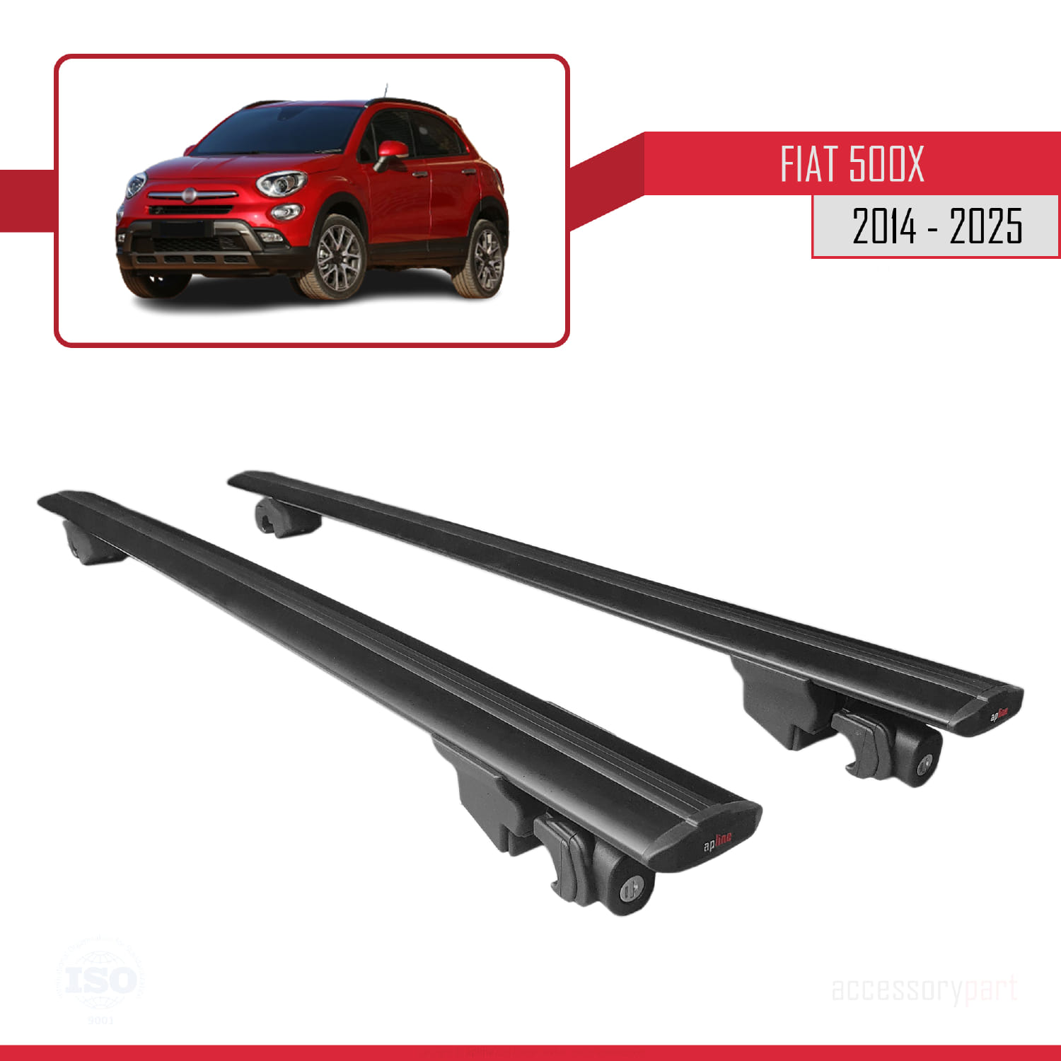 Fiat 500X 2014 ve Sonrası ile Uyumlu HOOK Model Ara Atkı Tavan Barı Siyah 2 Adet - Görsel 9