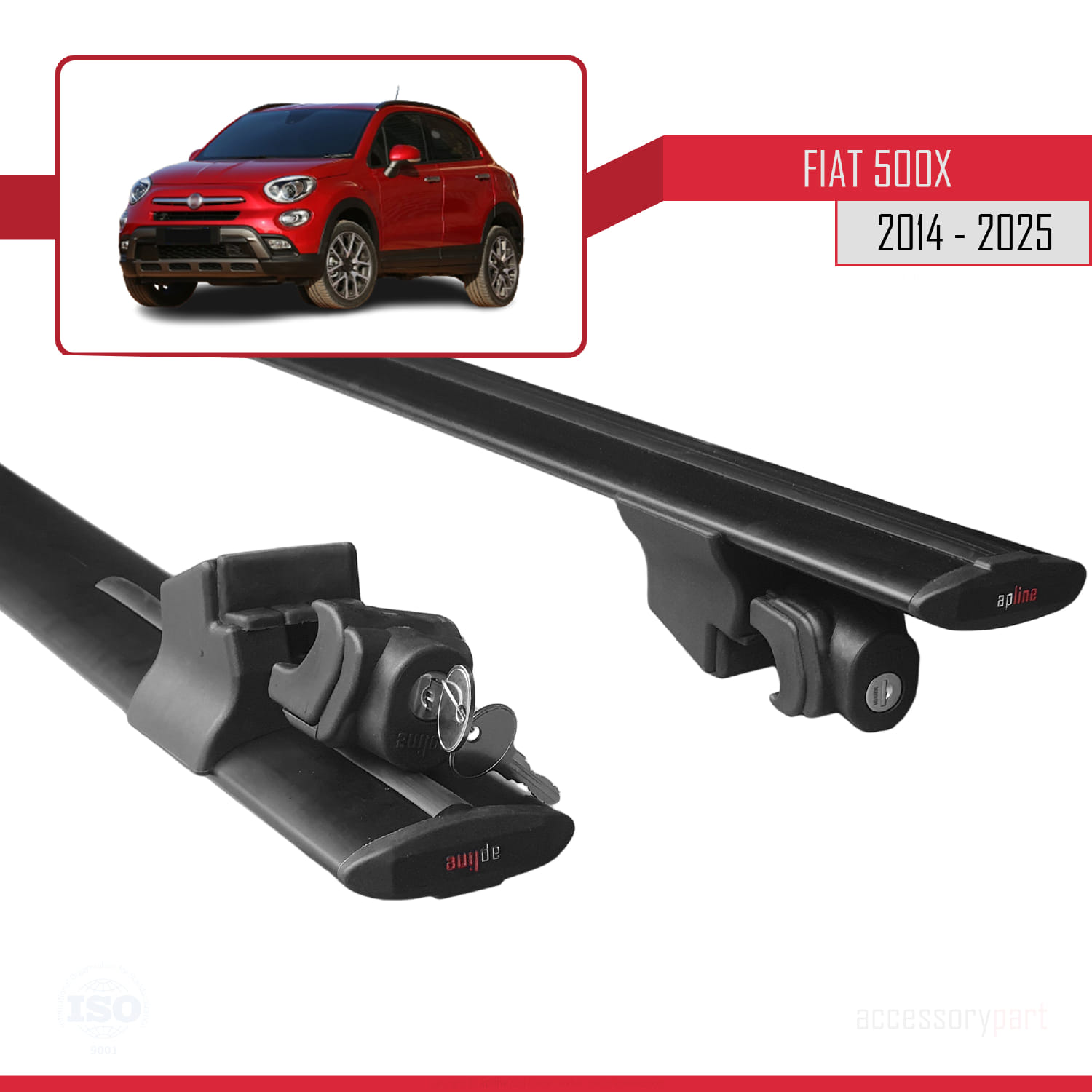 Fiat 500X 2014 ve Sonrası ile Uyumlu HOOK Model Ara Atkı Tavan Barı Siyah 2 Adet - Görsel 5