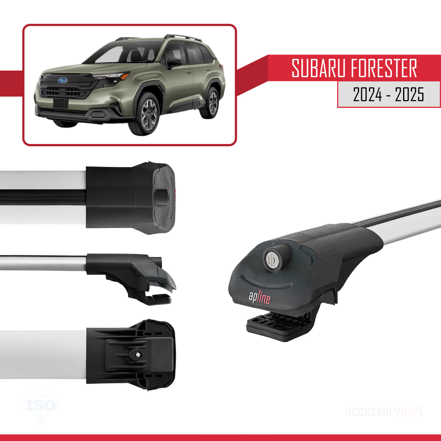 Subaru Forester (AYRIK) 2024-2025 Arası ile Uyumlu ACE-1 Ara Atkı Tavan Barı Gri 2 Adet - Görsel 3