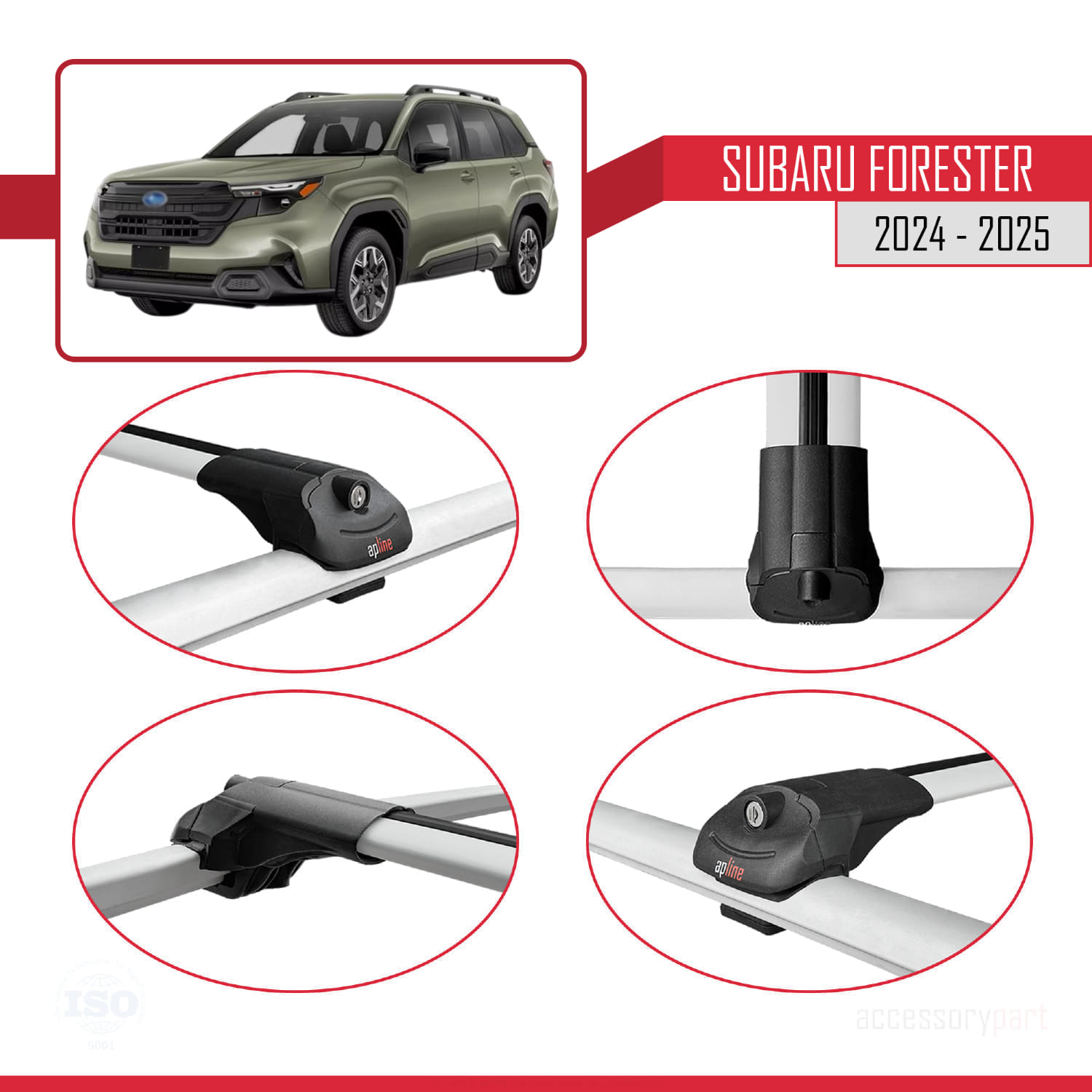 Subaru Forester (AYRIK) 2024-2025 Arası ile Uyumlu ACE-1 Ara Atkı Tavan Barı Gri 2 Adet - Görsel 4