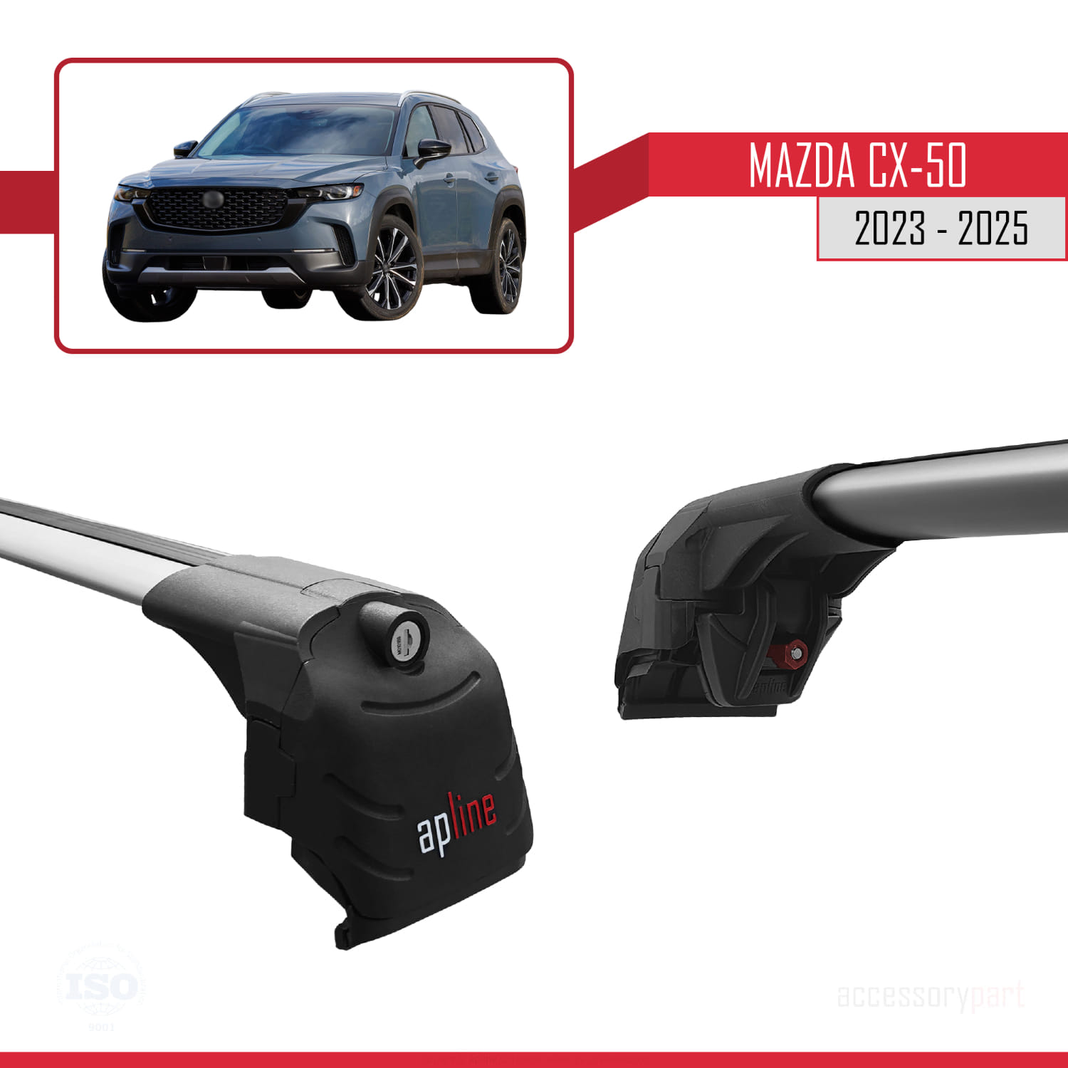 Mazda CX-50 2023-2025 Arası ile uyumlu Ara Atkı ACE-2 Ara Atkı Tavan Barı Gri 2 Adet - Görsel 3