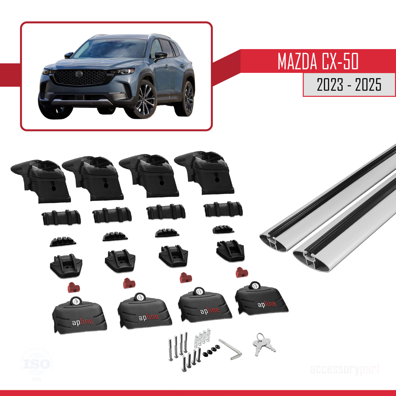 Mazda CX-50 2023-2025 Arası ile uyumlu Ara Atkı ACE-2 Ara Atkı Tavan Barı Gri 2 Adet - Görsel 5