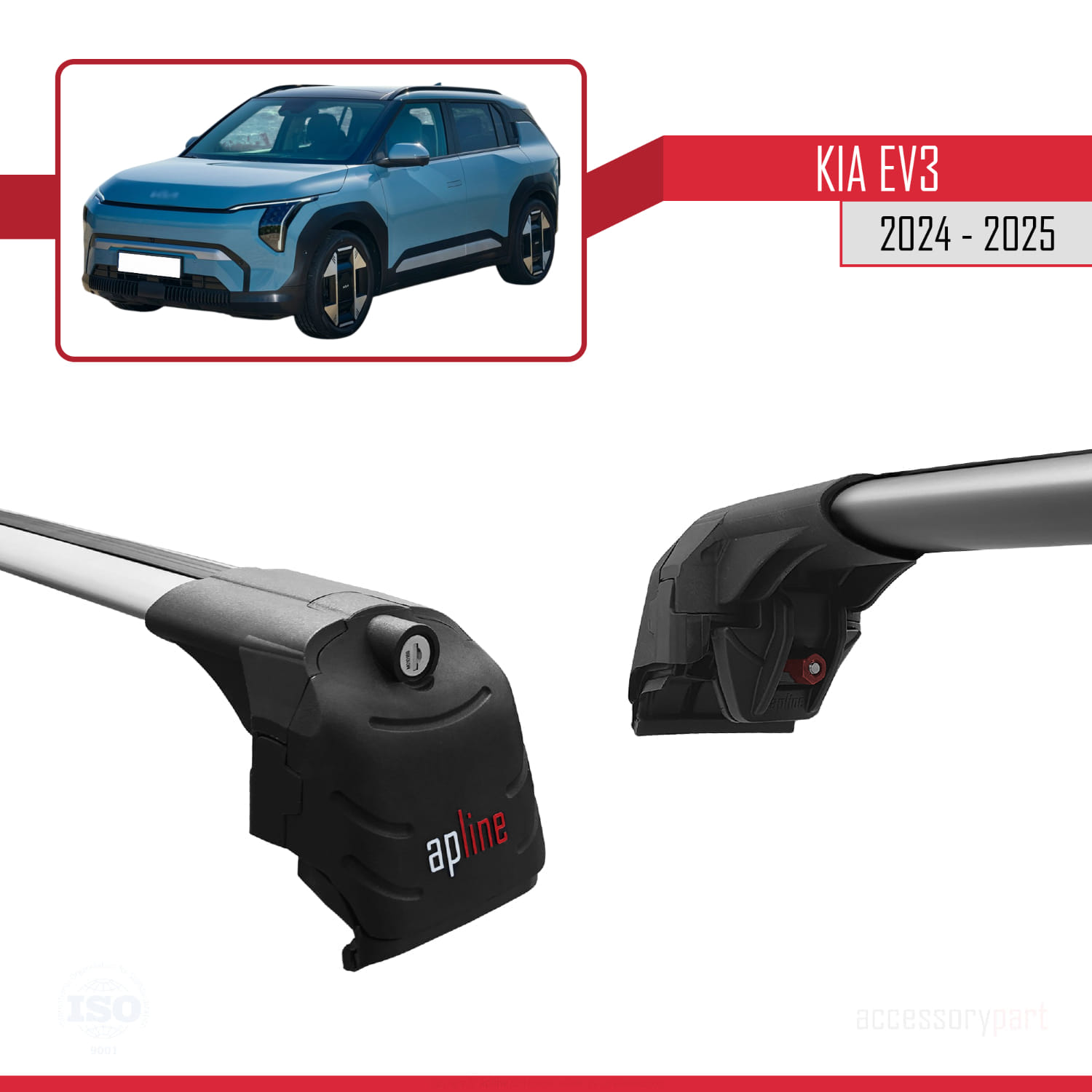 Kia EV3 2024-2025 Arası ile Uyumlu ACE-2 Ara Atkı Tavan Barı Gri 2 Adet - Görsel 3