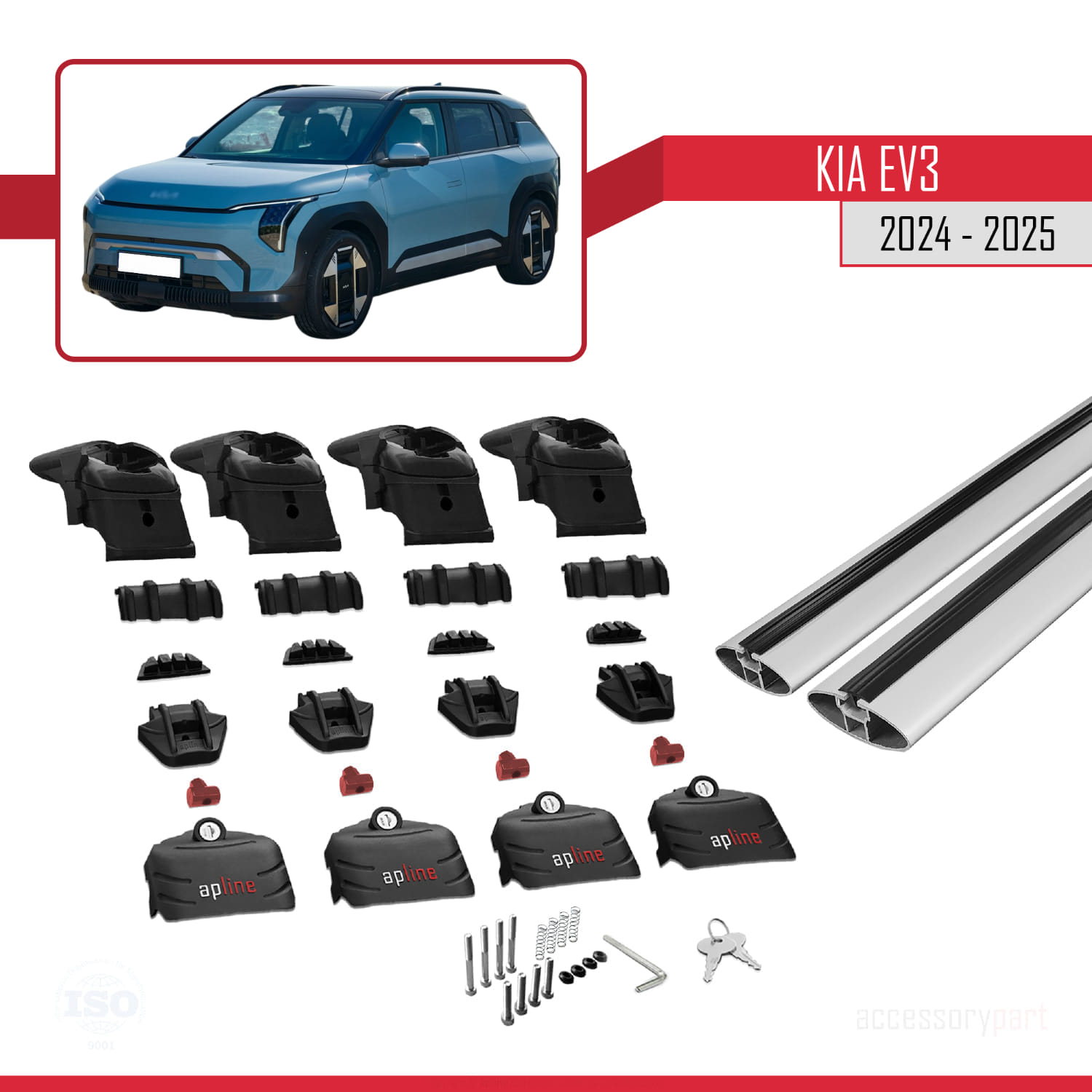 Kia EV3 2024-2025 Arası ile Uyumlu ACE-2 Ara Atkı Tavan Barı Gri 2 Adet - Görsel 5