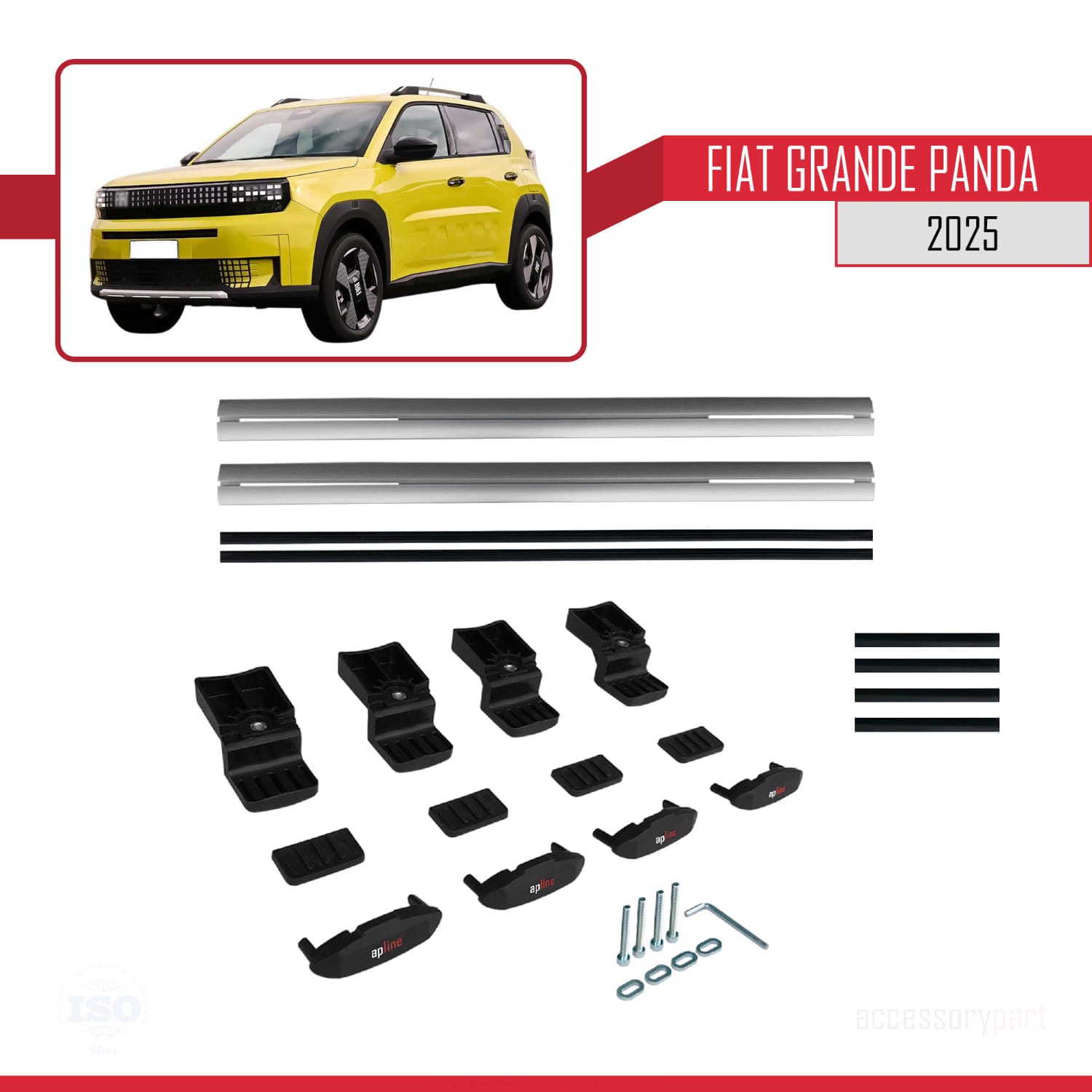 Fiat Grande Panda 2025-2025 Arası ile Uyumlu BASIC Model Universal Ara Atkı Tavan Barı Gri 2 Adet - Görsel 6