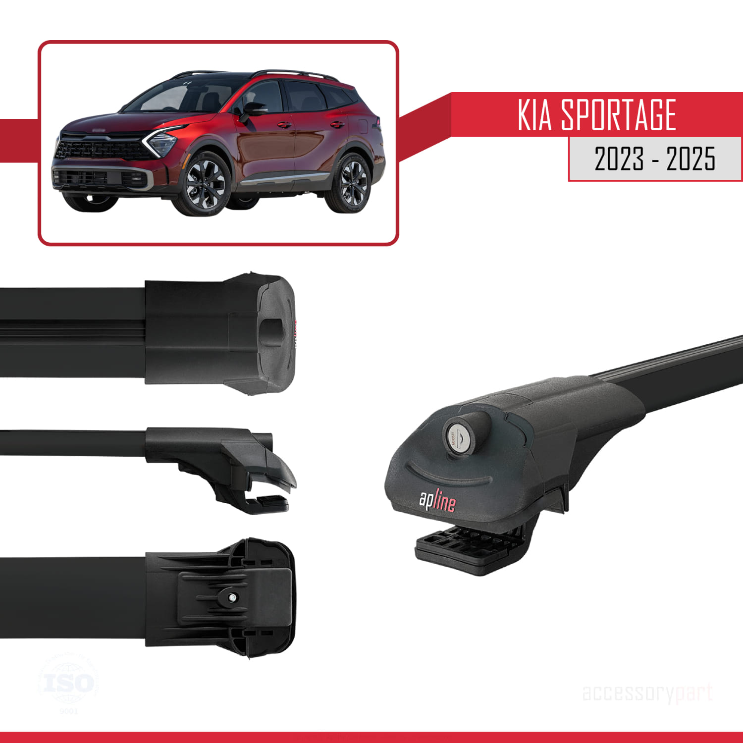 Kia Sportage 2023-2025 Arası ile Uyumlu ACE-1 Ara Atkı Tavan Barı Siyah 3 Adet - Görsel 3