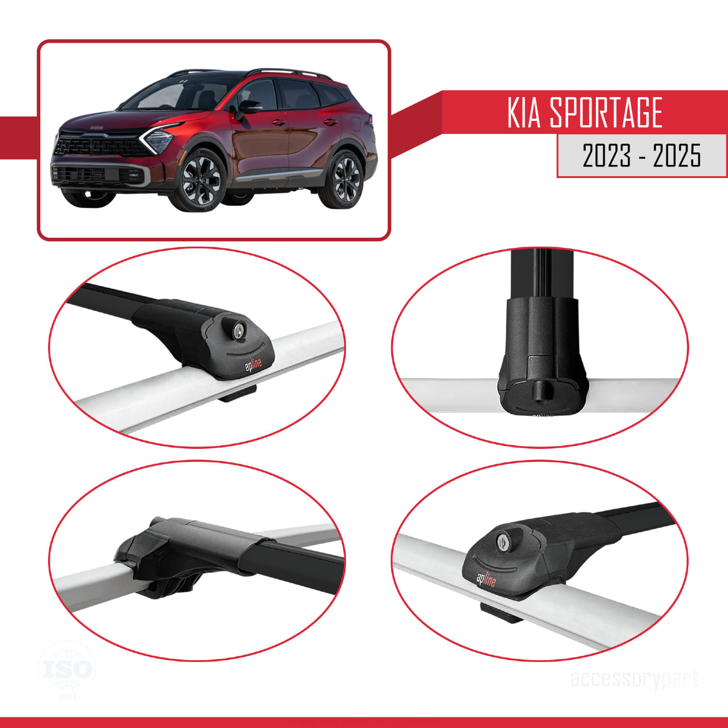 Kia Sportage 2023-2025 Arası ile Uyumlu ACE-1 Ara Atkı Tavan Barı Siyah 3 Adet - Görsel 4