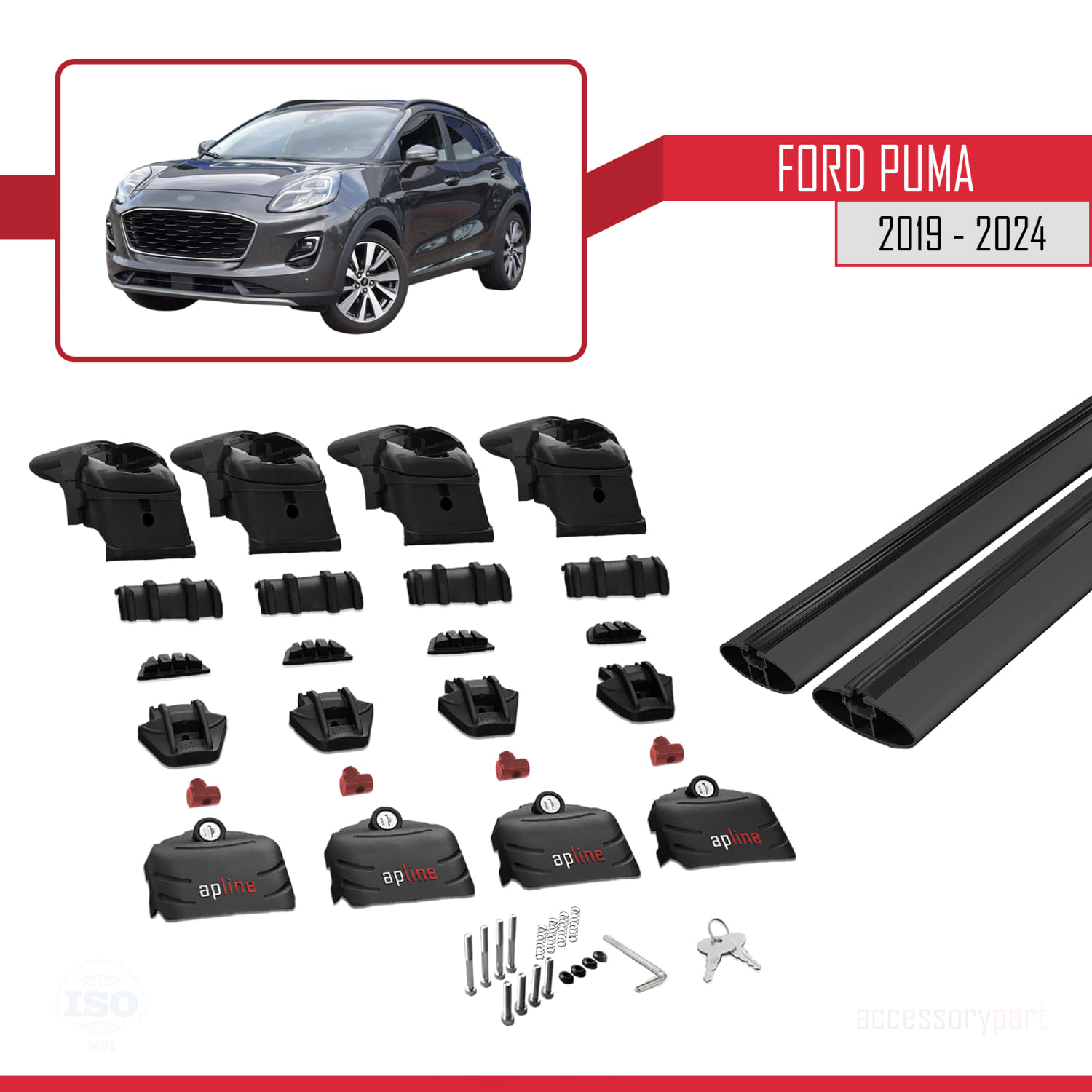 Ford Puma 2019-2024 Arası ile uyumlu Ara Atkı ACE-2 Ara Atkı Tavan Barı Siyah 2 Adet - Görsel 5