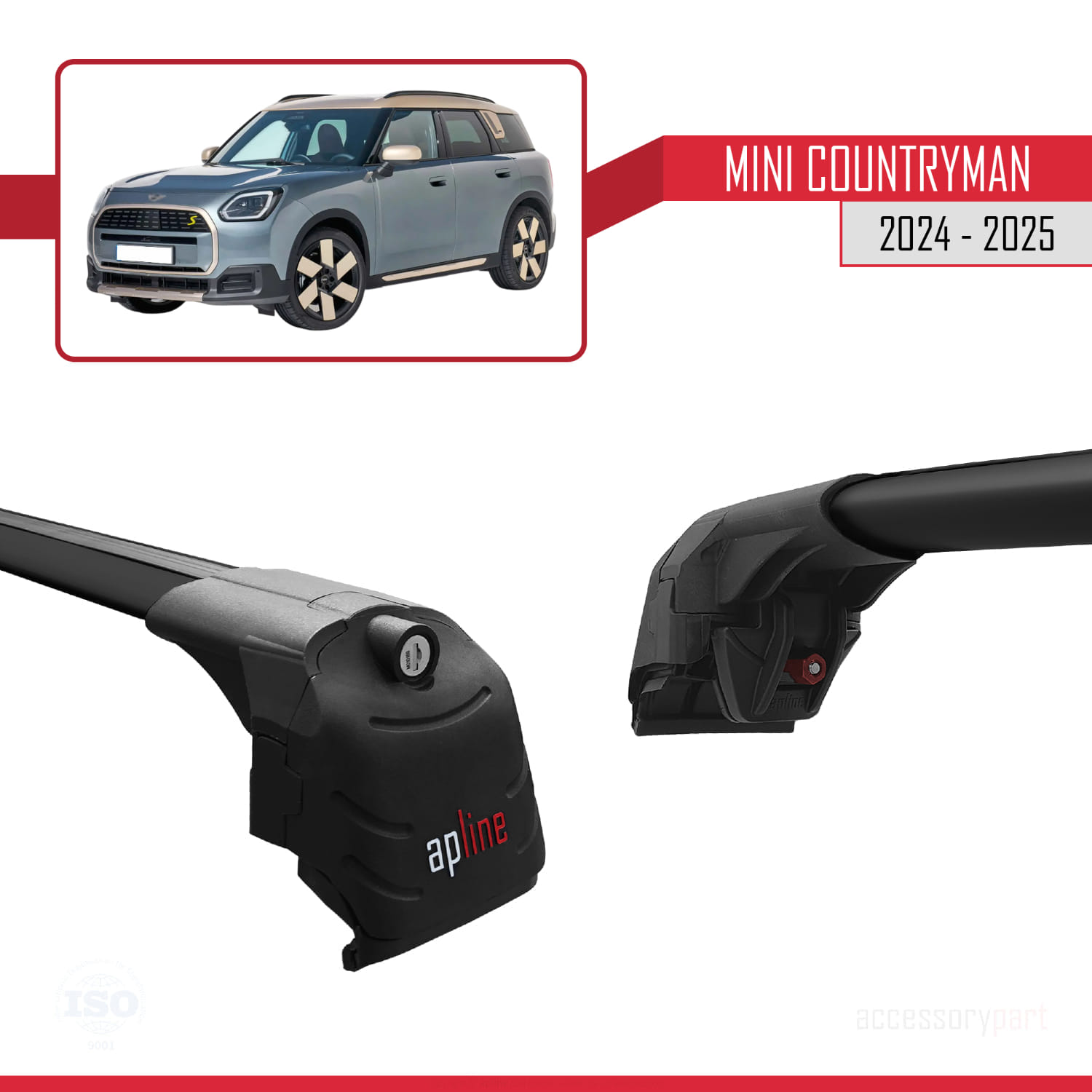Mini Countryman 2024-2025 Arası ile Uyumlu ACE-2 Ara Atkı Tavan Barı Siyah 2 Adet - Görsel 3