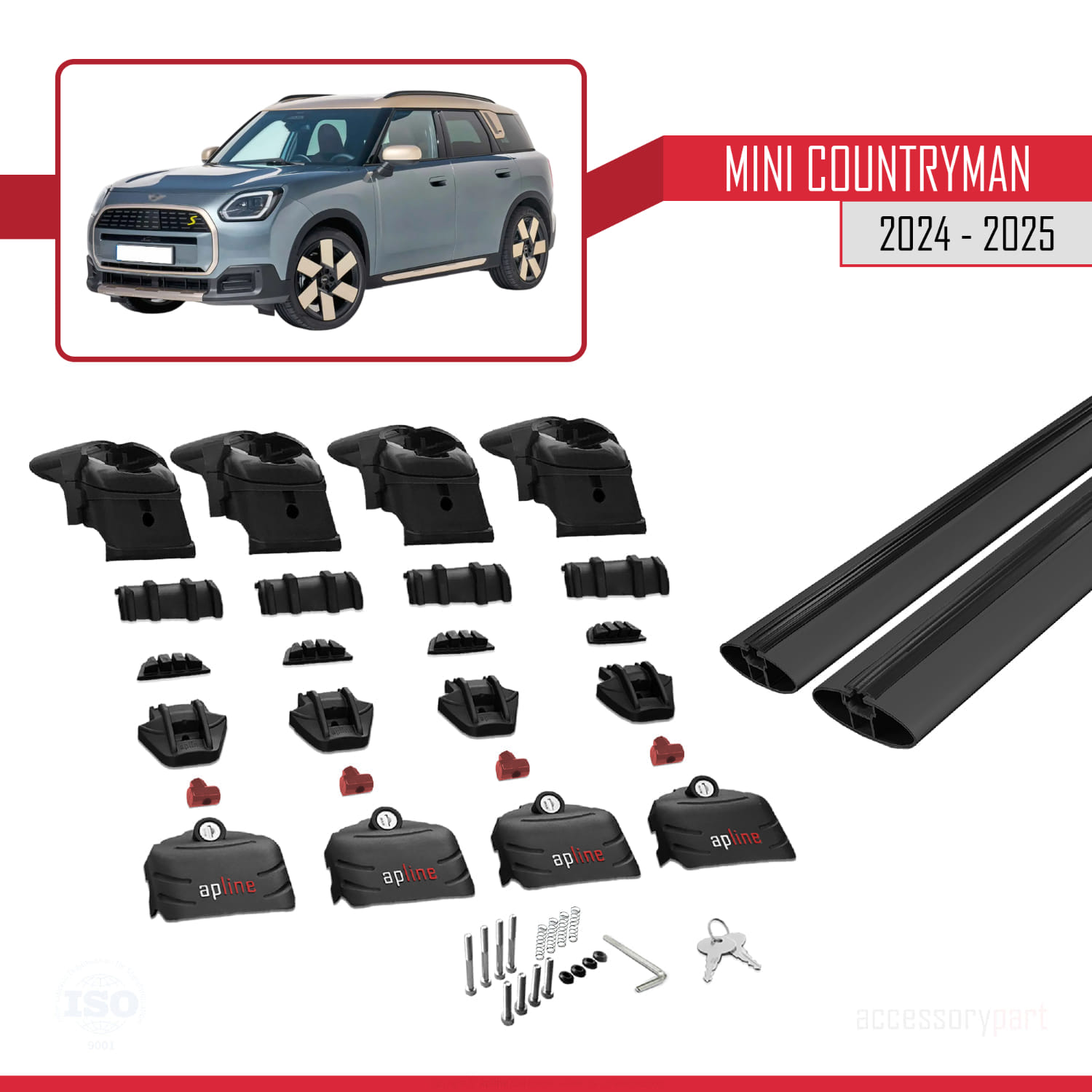 Mini Countryman 2024-2025 Arası ile Uyumlu ACE-2 Ara Atkı Tavan Barı Siyah 2 Adet - Görsel 5