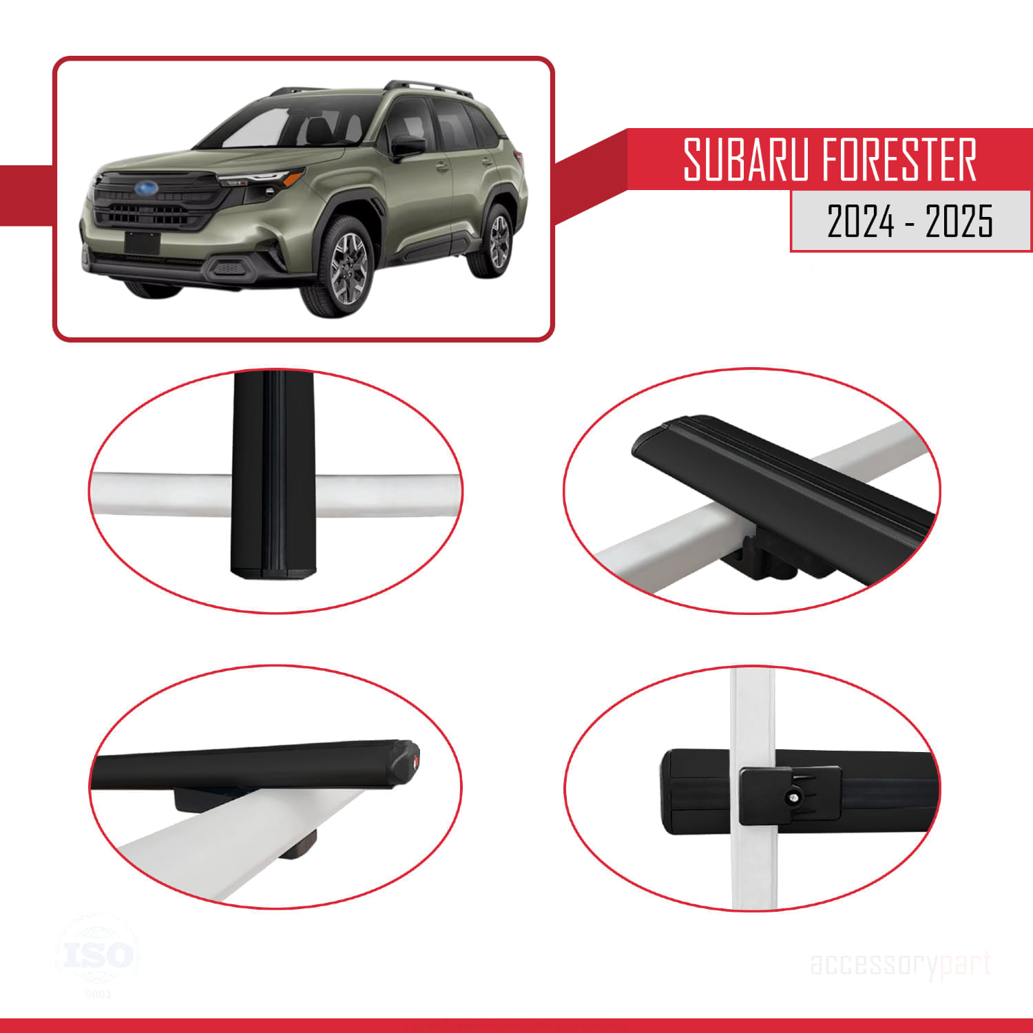 Subaru Forester (AYRIK) 2024-2025 Arası ile Uyumlu BASIC Model Universal Ara Atkı Tavan Barı Siyah 2 Adet - Görsel 4