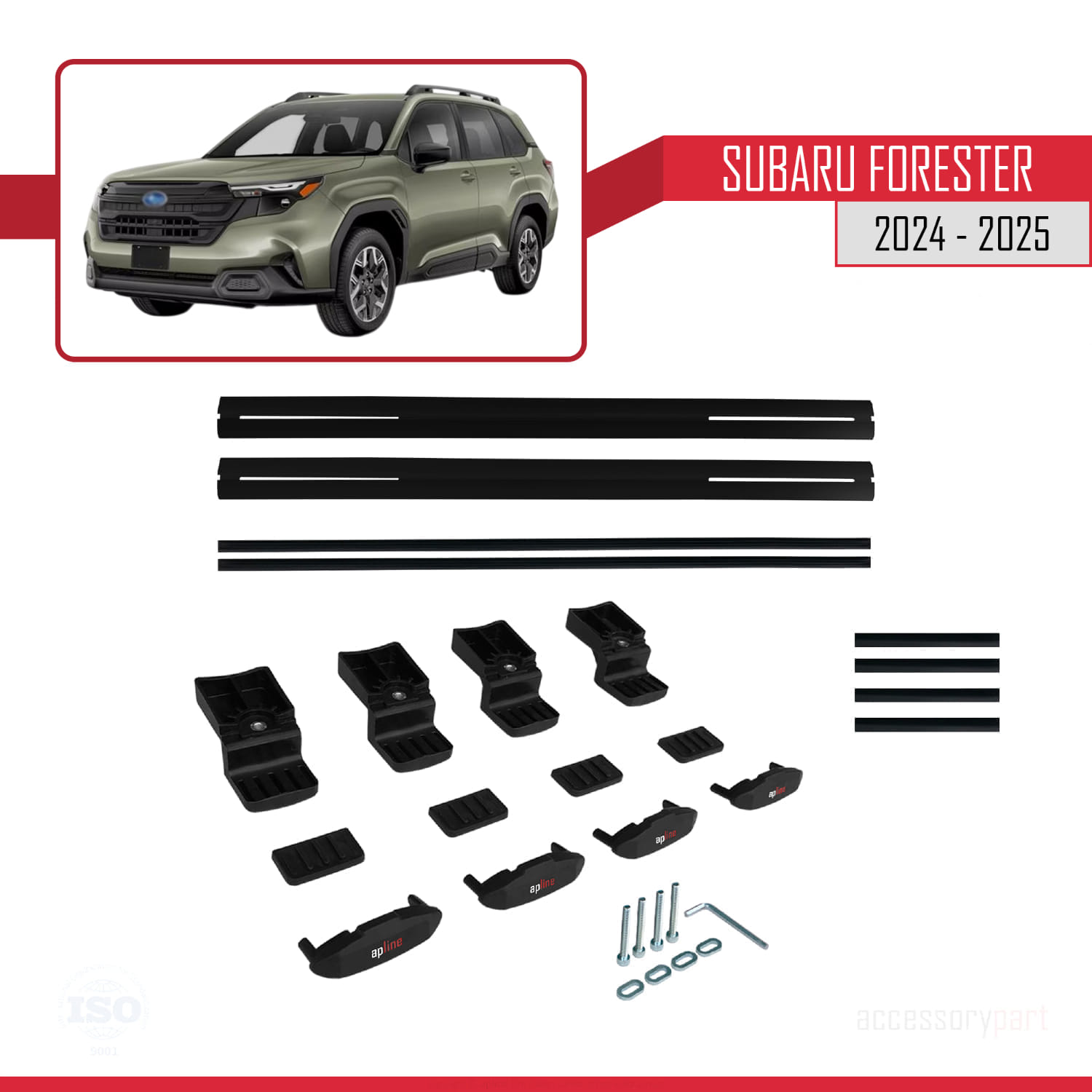 Subaru Forester (AYRIK) 2024-2025 Arası ile Uyumlu BASIC Model Universal Ara Atkı Tavan Barı Siyah 2 Adet - Görsel 6