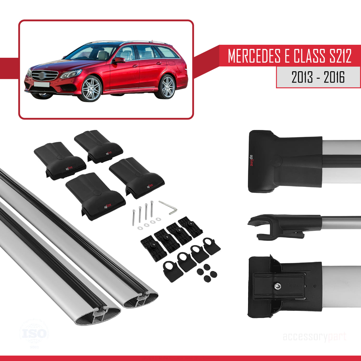 Mercedes E Class S212 2013-2016 Arası ile Uyumlu FLY Model Ara Atkı Tavan Barı Gri 2 Adet - Görsel 5