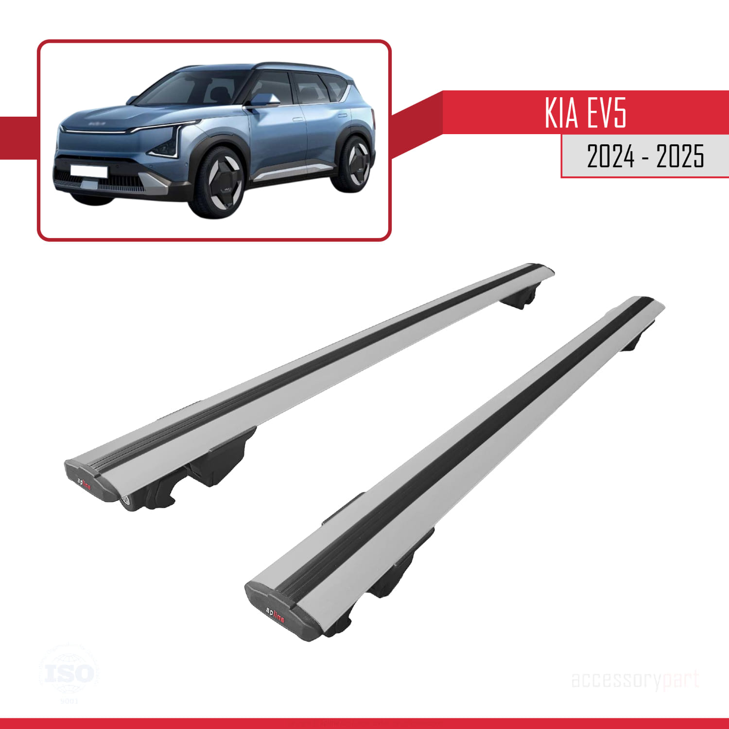 Kia EV5 2024-2025 Arası ile Uyumlu HOOK Model Ara Atkı Tavan Barı Gri 2 Adet - Görsel 4