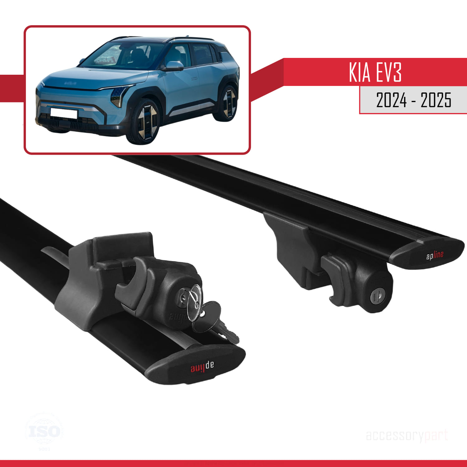 Kia EV3 2024-2025 Arası ile Uyumlu HOOK Model Ara Atkı Tavan Barı Siyah 2 Adet - Görsel 5