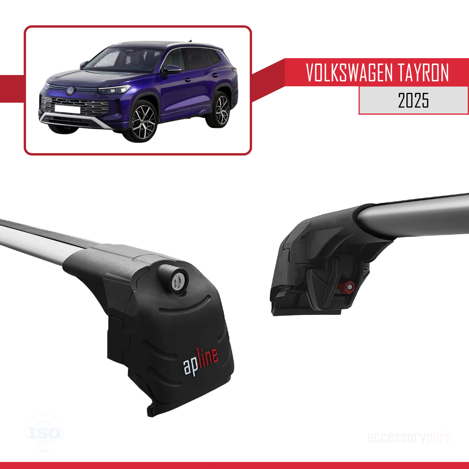 Volkswagen Tayron 2025 ve Sonrası ile Uyumlu ACE-2 Ara Atkı Tavan Barı Gri 2 Adet - Görsel 3