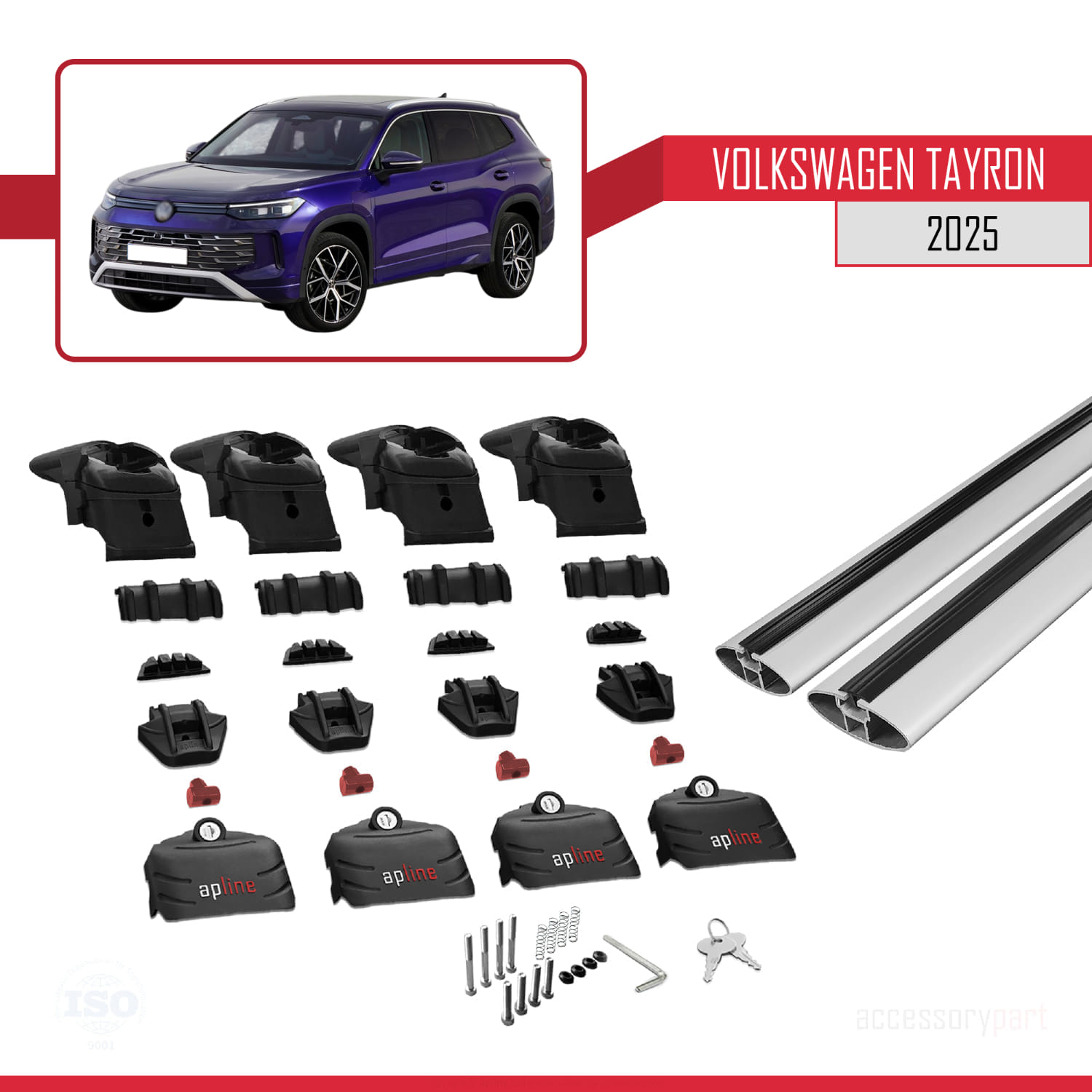 Volkswagen Tayron 2025 ve Sonrası ile Uyumlu ACE-2 Ara Atkı Tavan Barı Gri 2 Adet - Görsel 5