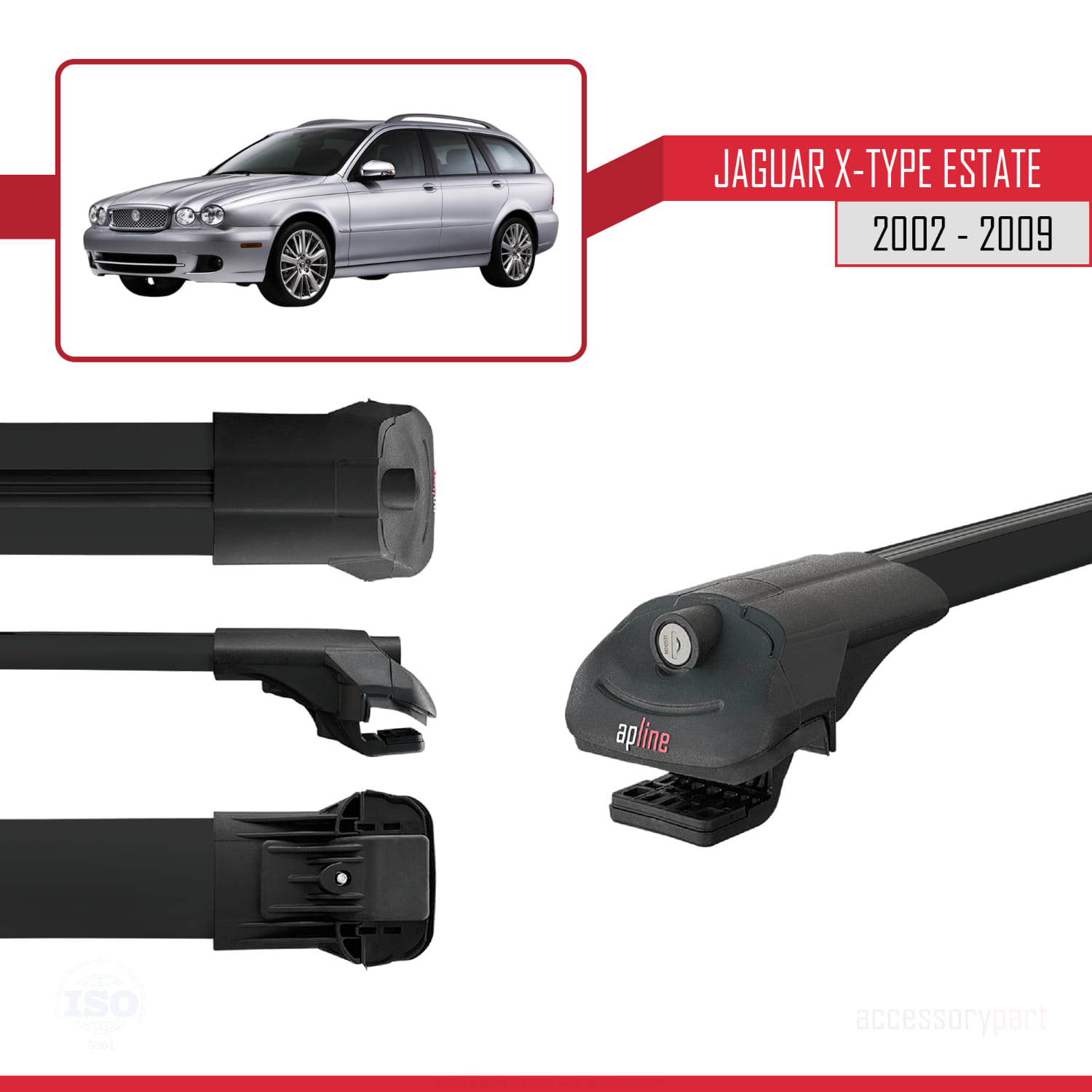 Jaguar X-Type Estate 2002-2009 Arası ile Uyumlu ACE-1 Ara Atkı Tavan Barı Siyah 3 Adet - Görsel 3