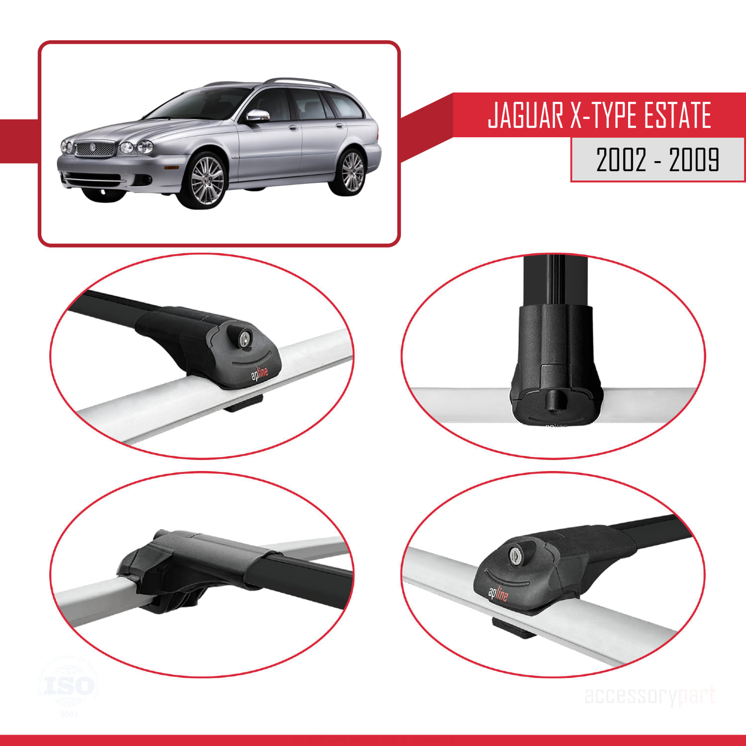 Jaguar X-Type Estate 2002-2009 Arası ile Uyumlu ACE-1 Ara Atkı Tavan Barı Siyah 3 Adet - Görsel 4