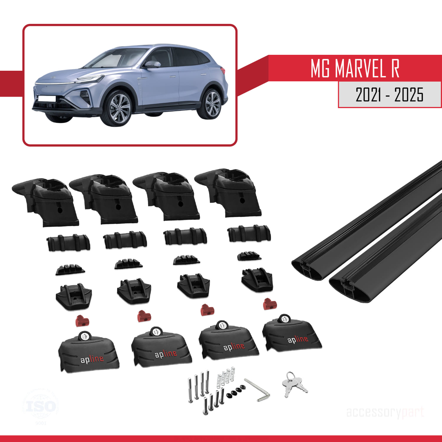 MG Marvel R 2021-2025 Arası ile Uyumlu ACE-2 Ara Atkı Tavan Barı Siyah 2 Adet - Görsel 5