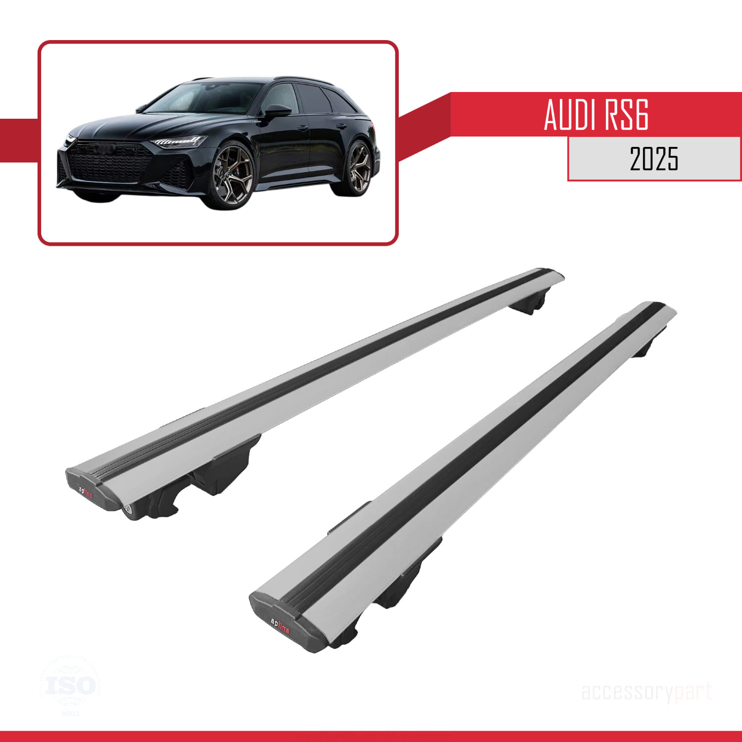 Audi RS6 2025 ve Sonrası ile Uyumlu HOOK Model Ara Atkı Tavan Barı Gri 2 Adet - Görsel 4
