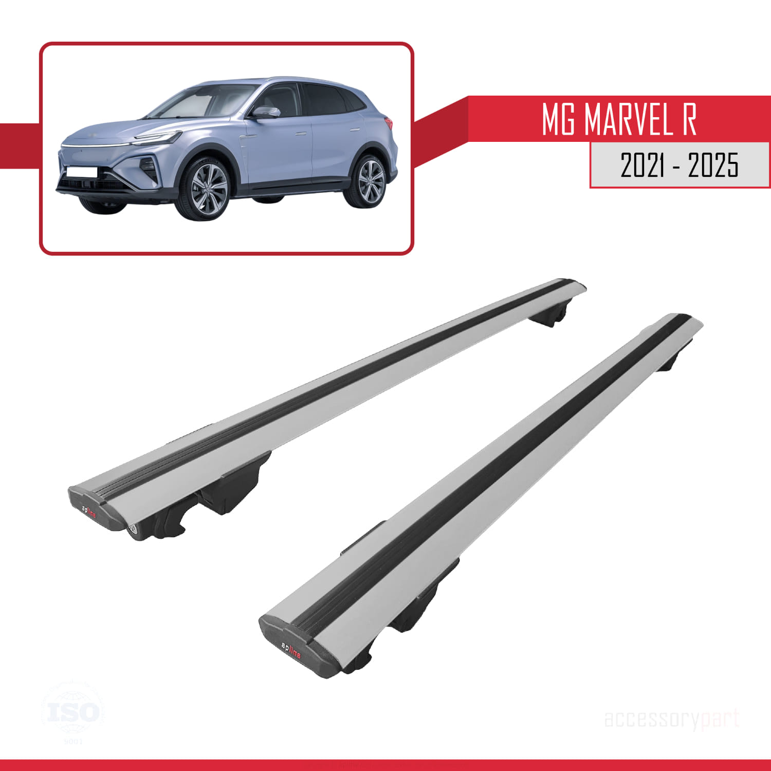 MG Marvel R 2021-2025 Arası ile Uyumlu HOOK Model Ara Atkı Tavan Barı Gri 2 Adet - Görsel 4