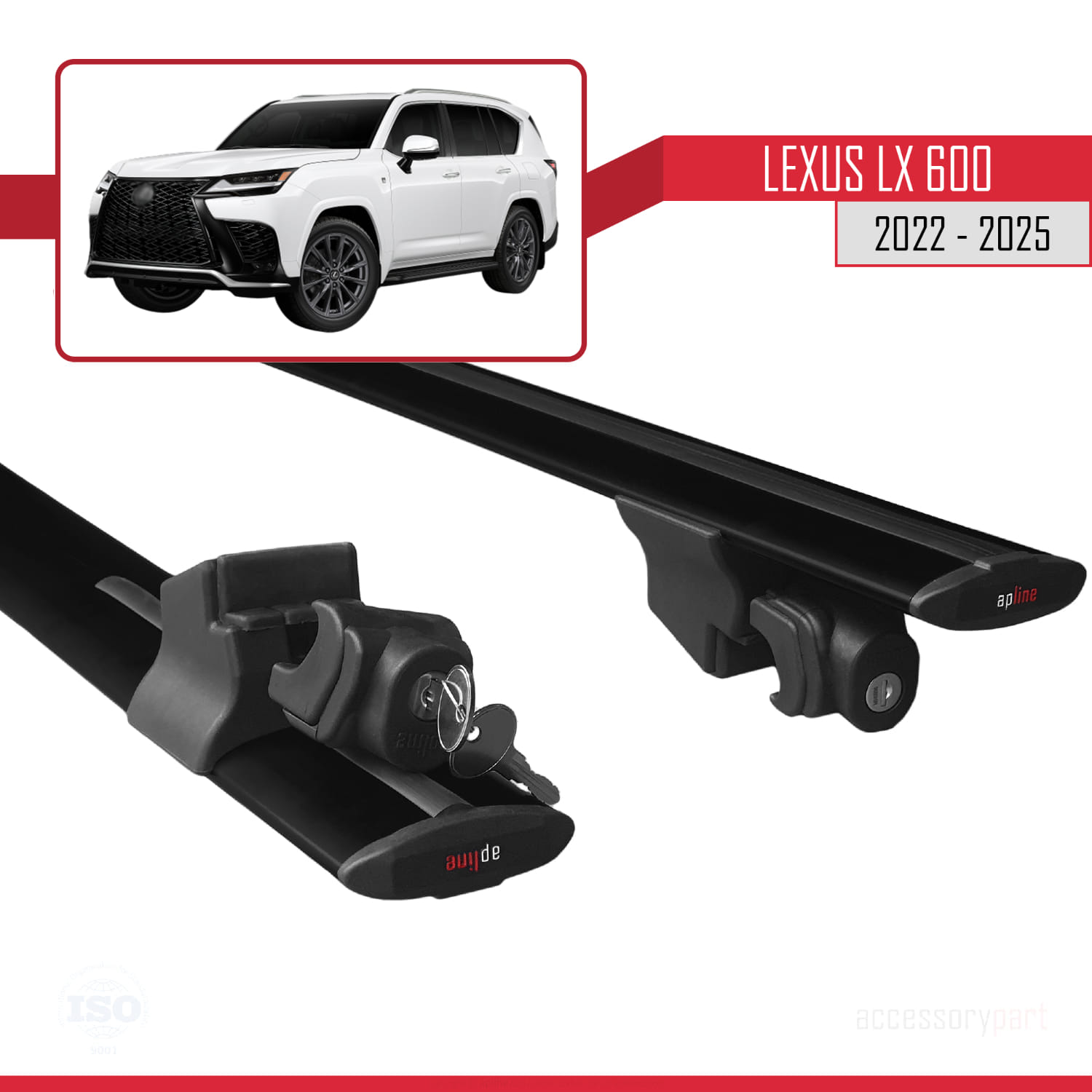 Lexus LX 600 2022-2025 Arası ile Uyumlu HOOK Model Ara Atkı Tavan Barı Siyah 2 Adet - Görsel 5