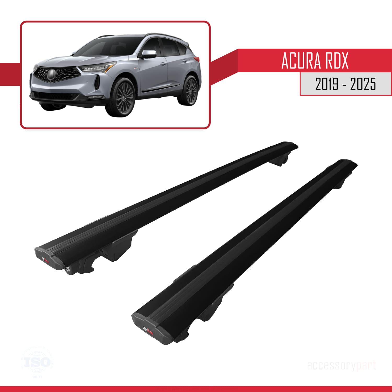 Acura RDX 2019-2025 Arası ile Uyumlu HOOK Model Ara Atkı Tavan Barı Siyah 2 Adet - Görsel 4